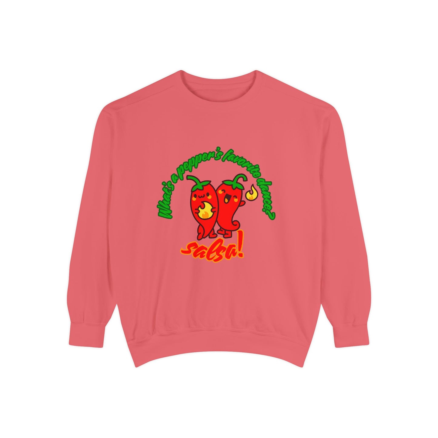 "What's a Pepper's Favorite Dance? Salsa!" Unisex Lightweight Crewneck Sweatshirt – Fun Dance Pun Pullover with Cute Pepper Graphic for Dancers & Food Lovers