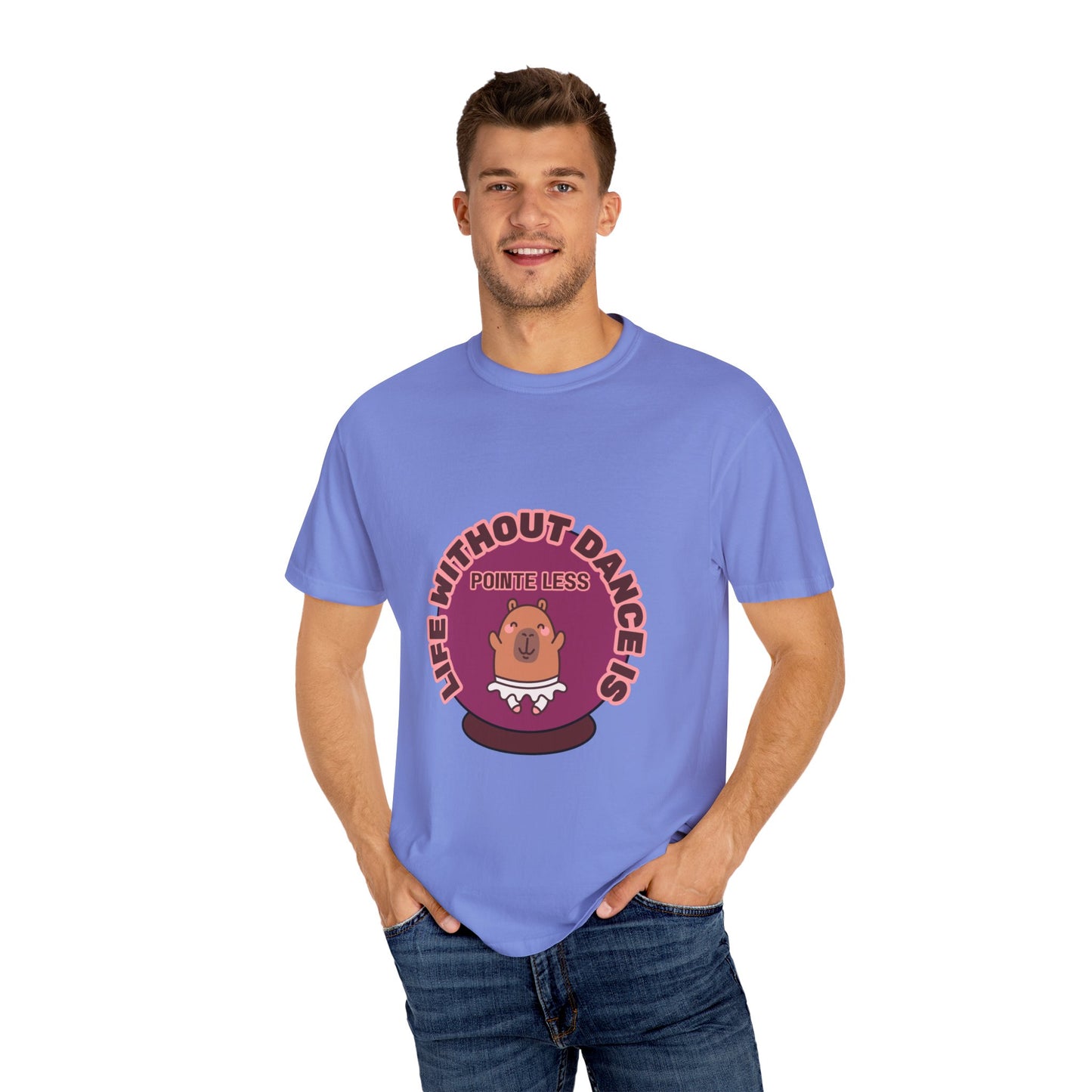 "Life Without Dance is Pointeless" Unisex Garment-Dyed T-Shirt – Cute Dancing Capybara Graphic Tee – Funny Dance Shirt for Animal Lovers & Performers