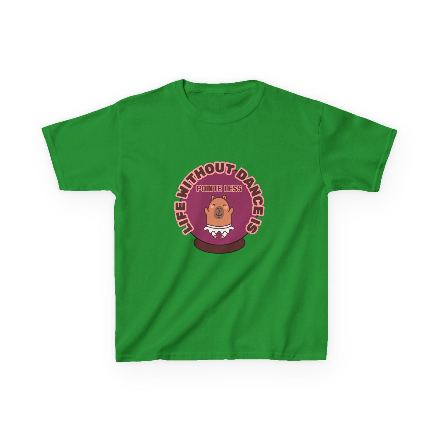 "Life Without Dance Is Pointeless" Youth Dance T-Shirt – Cute Capybara Ballerina Graphic Tee for Kids