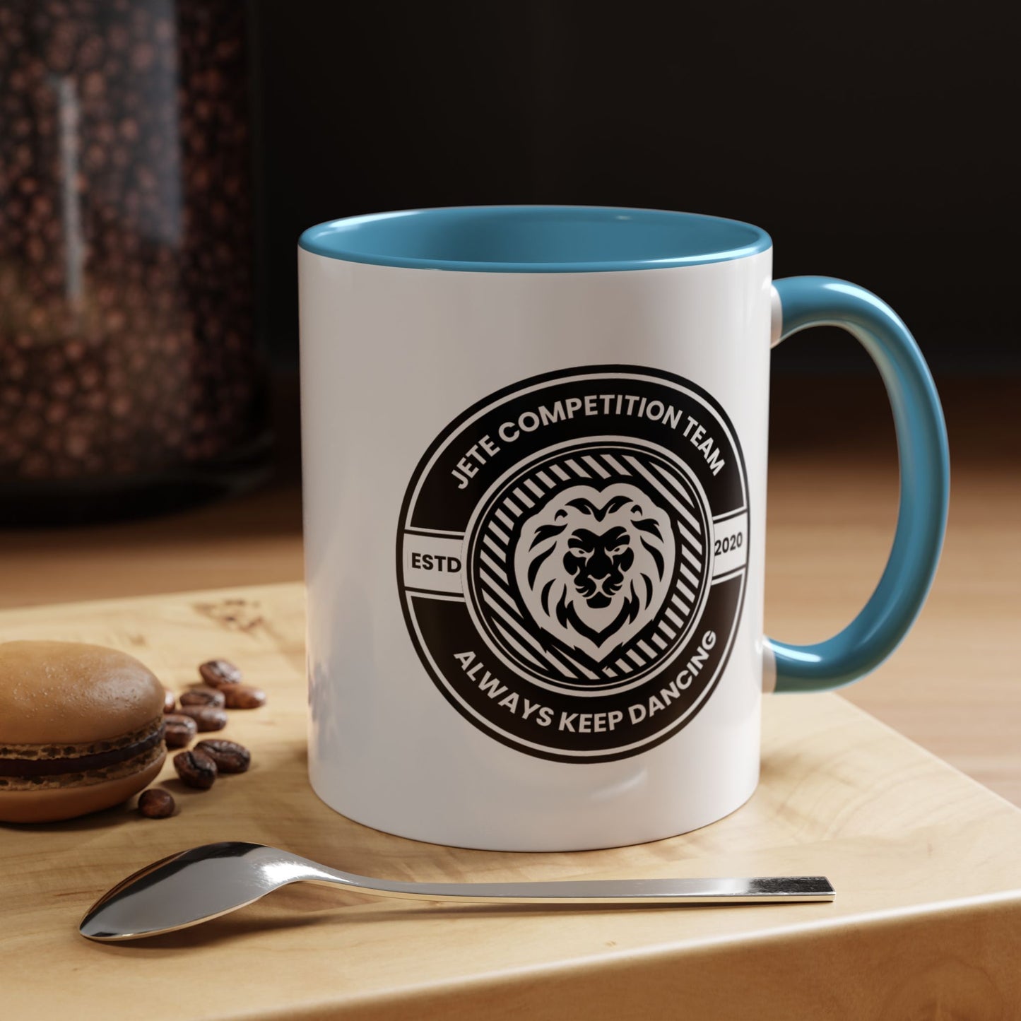 "Jeté Competition Team – Always Keep Dancing" Accent Coffee Mug – Collegiate Style Ceramic Mug for Dancers and Studio Teams
