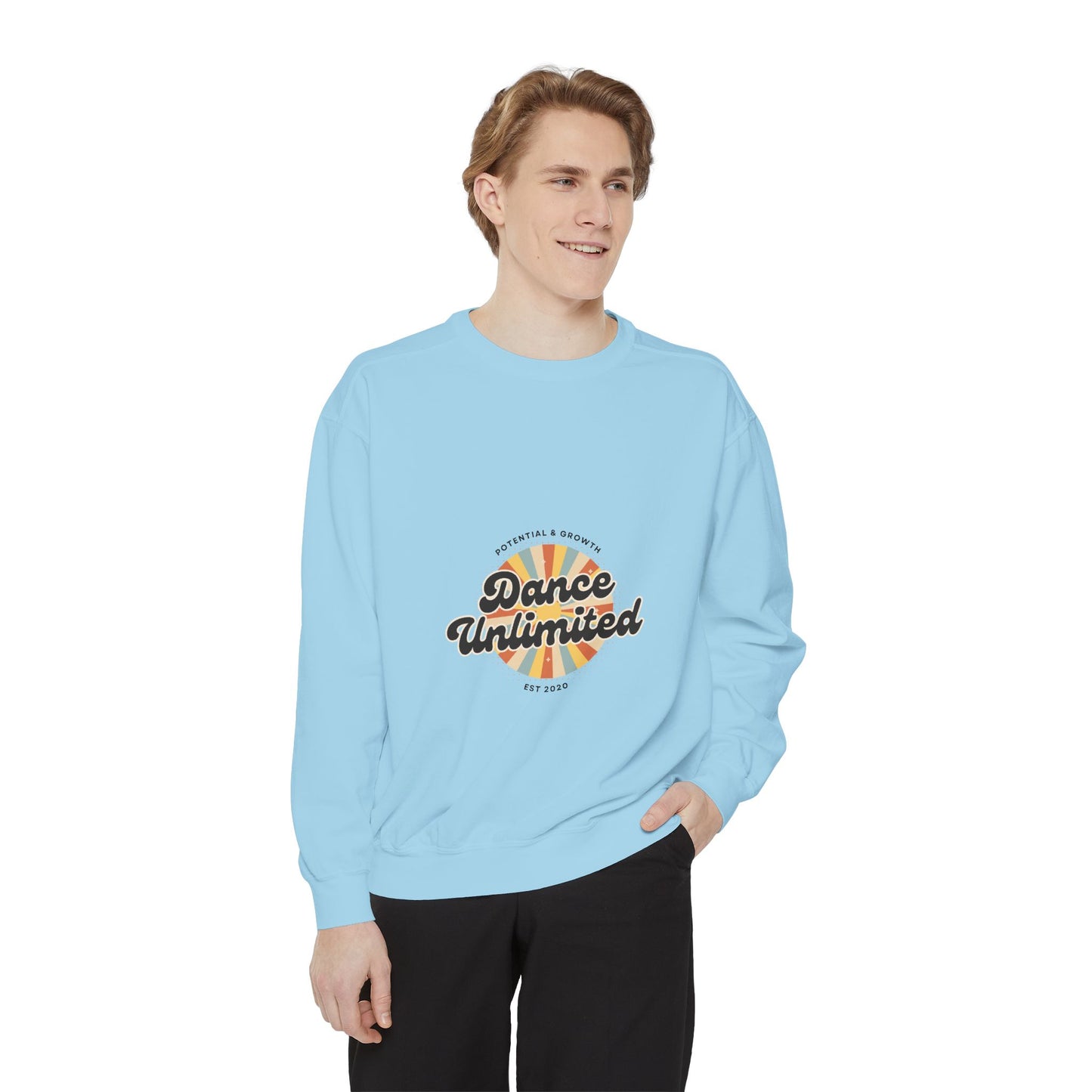 "Dance Unlimited – Potential & Growth" Unisex Lightweight Crewneck Sweatshirt – Retro-Inspired Motivational Dance Pullover for Performers & Creatives
