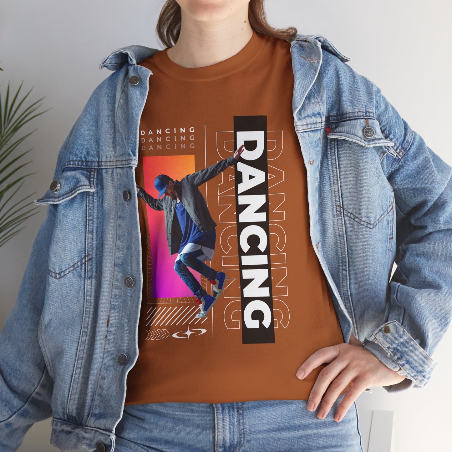 “Dancing” Streetwear-Inspired Male Dancer Unisex Heavy Cotton Tee – Urban Dance Graphic T-Shirt for Performers and Dance Lovers