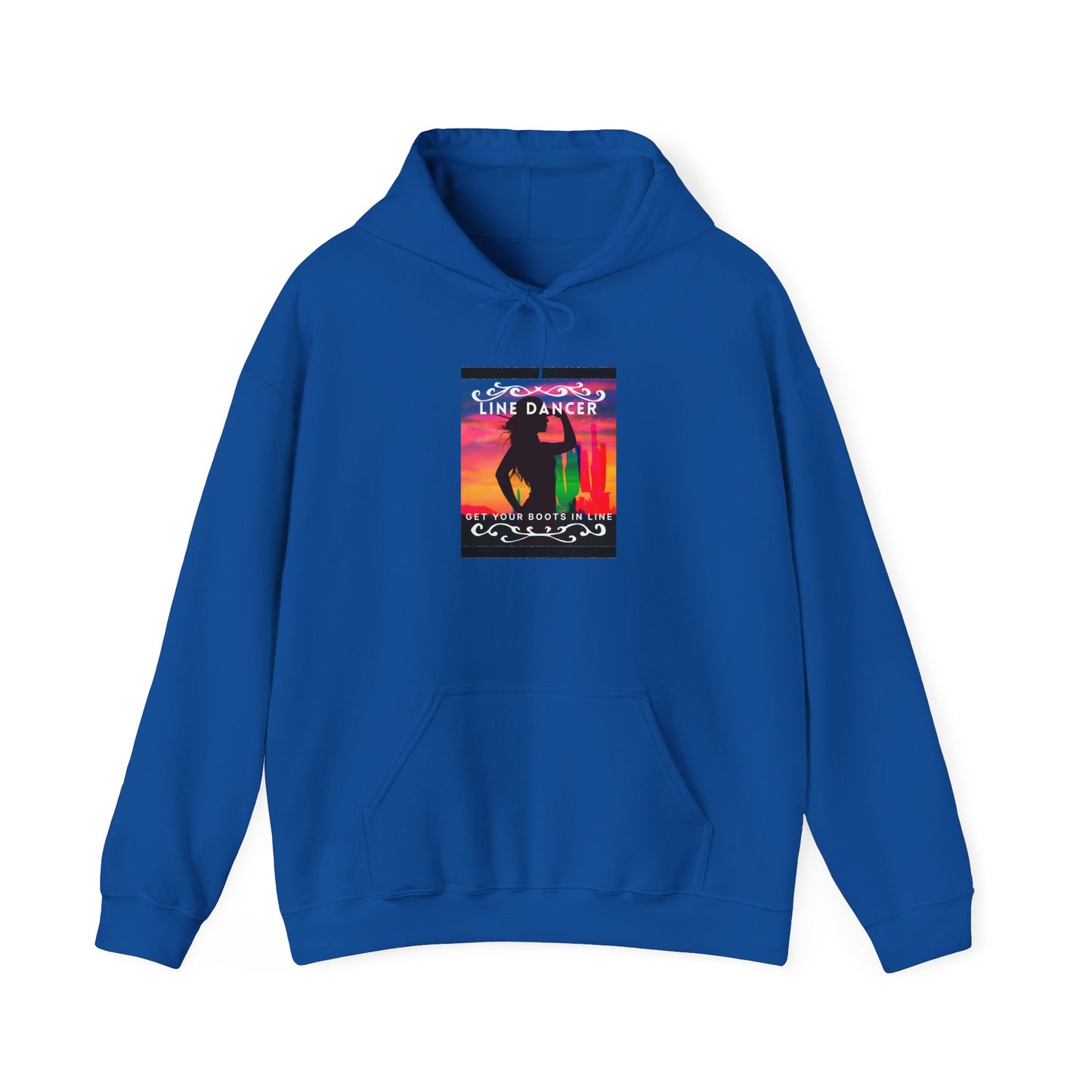 "Line Dancer, Get Your Boots in Line" Western-Inspired Graphic – Unisex Heavy Blend™ Hooded Sweatshirt