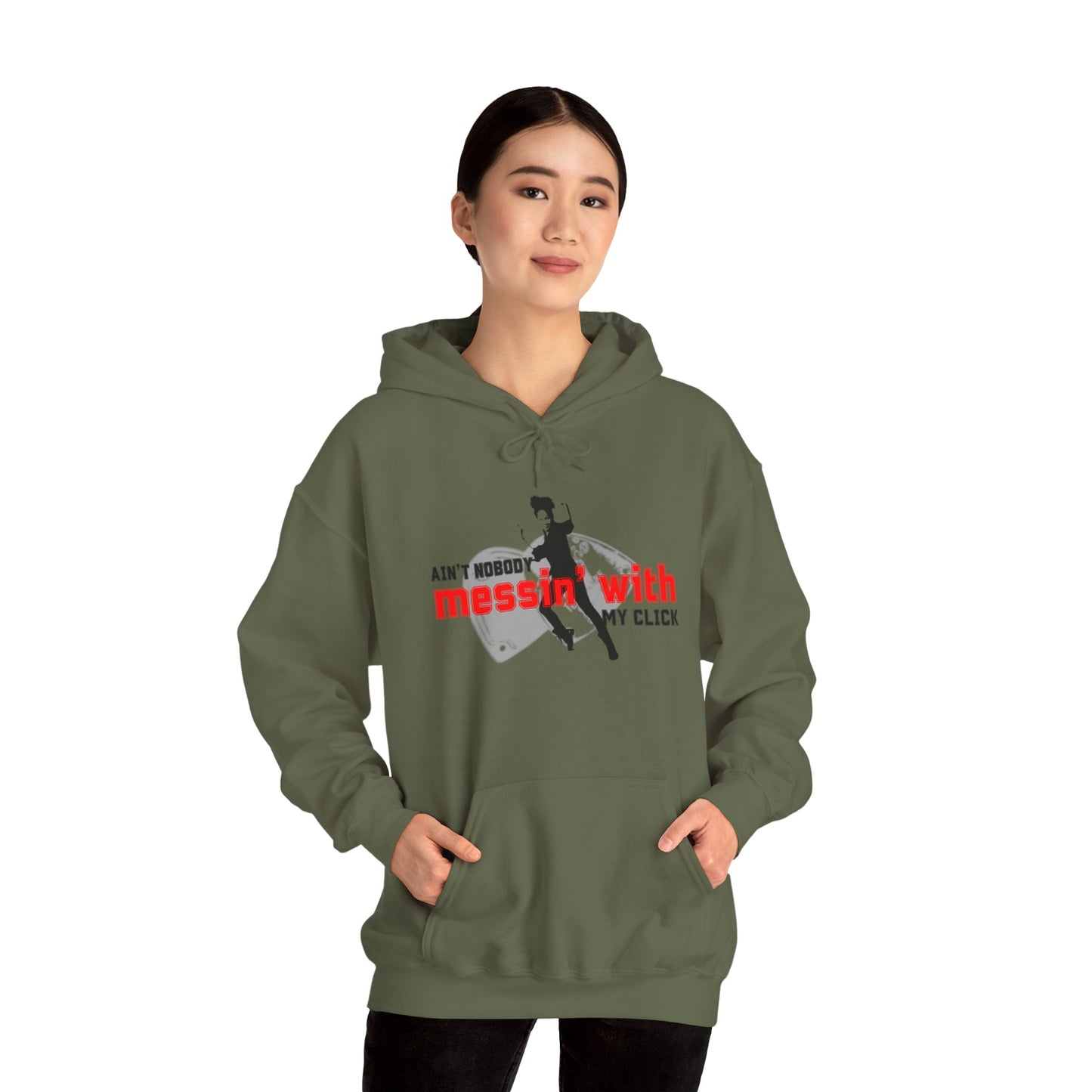 “Ain’t Nobody Messin’ with My Click” Tap Dance Graphic with Tap Shoes & Dancer | Streetwear-Inspired Tap Dancing Hoodie for Dancers - Unisex Heavy Blend™ Hooded Sweatshirt