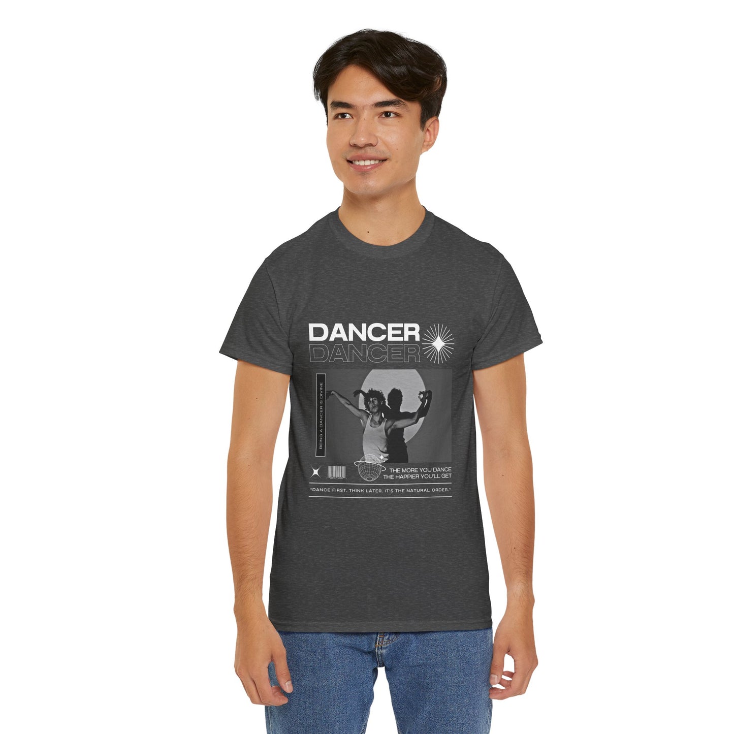 "Dancer" Spotlight Contemporary Dance Graphic Unisex Heavy Cotton Tee – Streetwear-Inspired Dance T-Shirt for Performers & Dance Lovers
