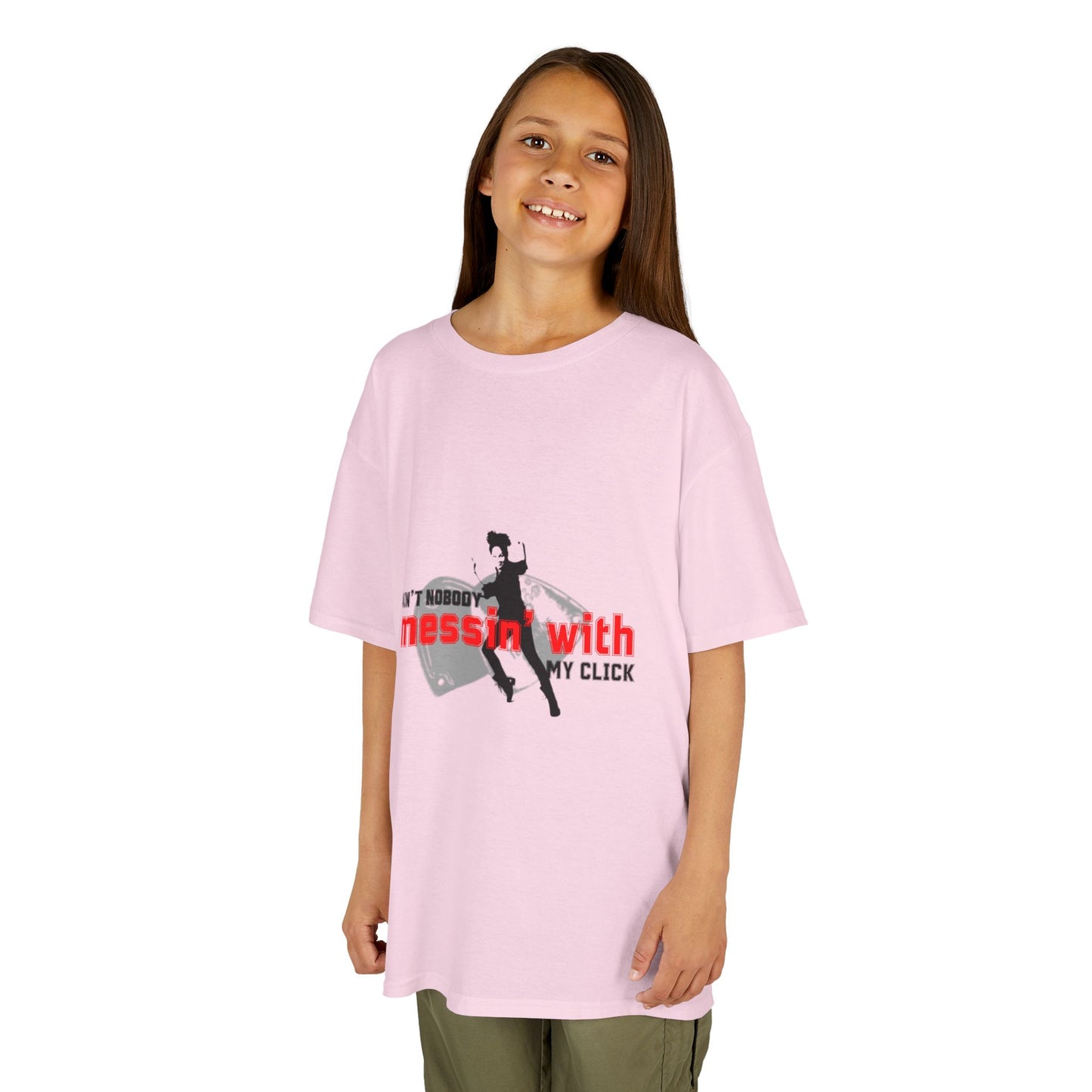 "Ain’t Nobody Messin’ With My Click" – Youth Short Sleeve Dance Tee with Tap Shoes & Tap Dancer Graphic