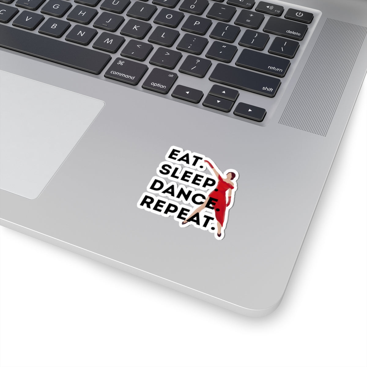 "Eat Sleep Dance Repeat" Kiss-Cut Sticker – Bold Dancer Graphic – Fun Dance-Themed Vinyl Sticker for Laptops, Journals & Water Bottles