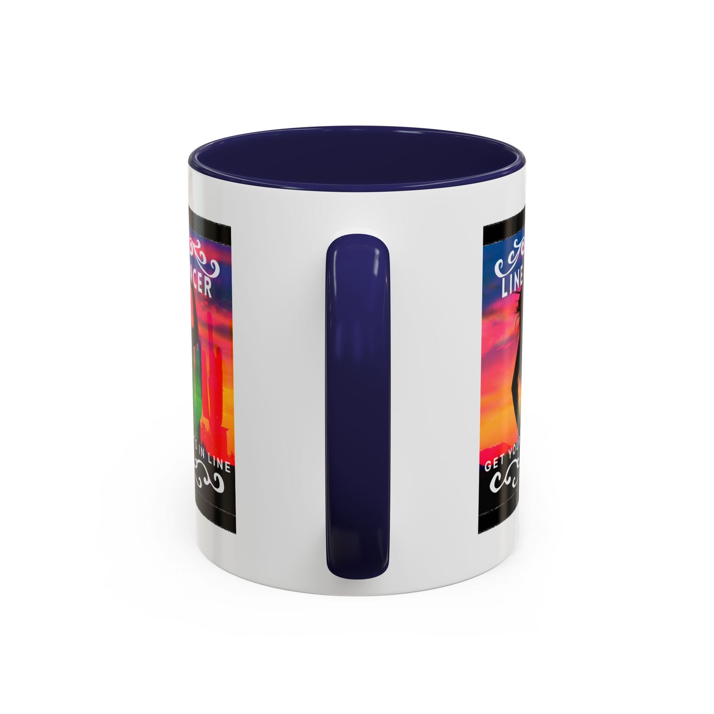 "Line Dancer" Accent Coffee Mug – Cute Cowgirl Graphic Ceramic Mug for Country Dance Lovers