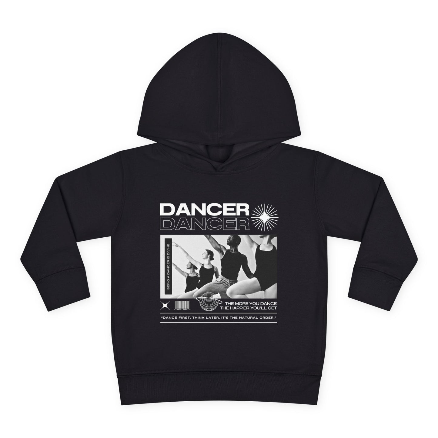 “Dancer” Toddler Pullover Hoodie – Streetwear-Inspired Ballet Barre Graphic Sweatshirt for Kids