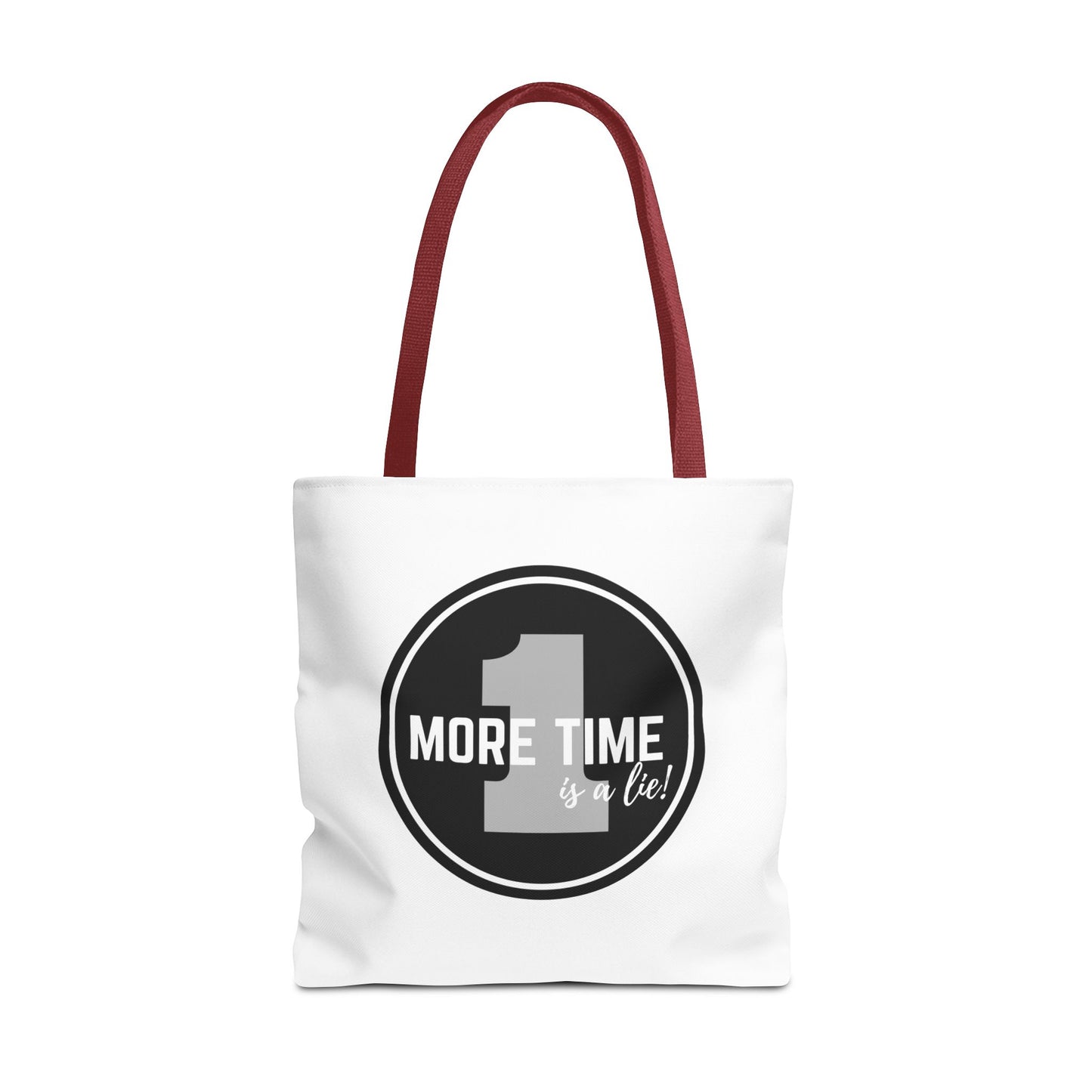 "One More Time is a Lie" Dance Tote Bag – Bold Emblem Graphic Canvas Bag for Dancers, Rehearsals & Everyday Use