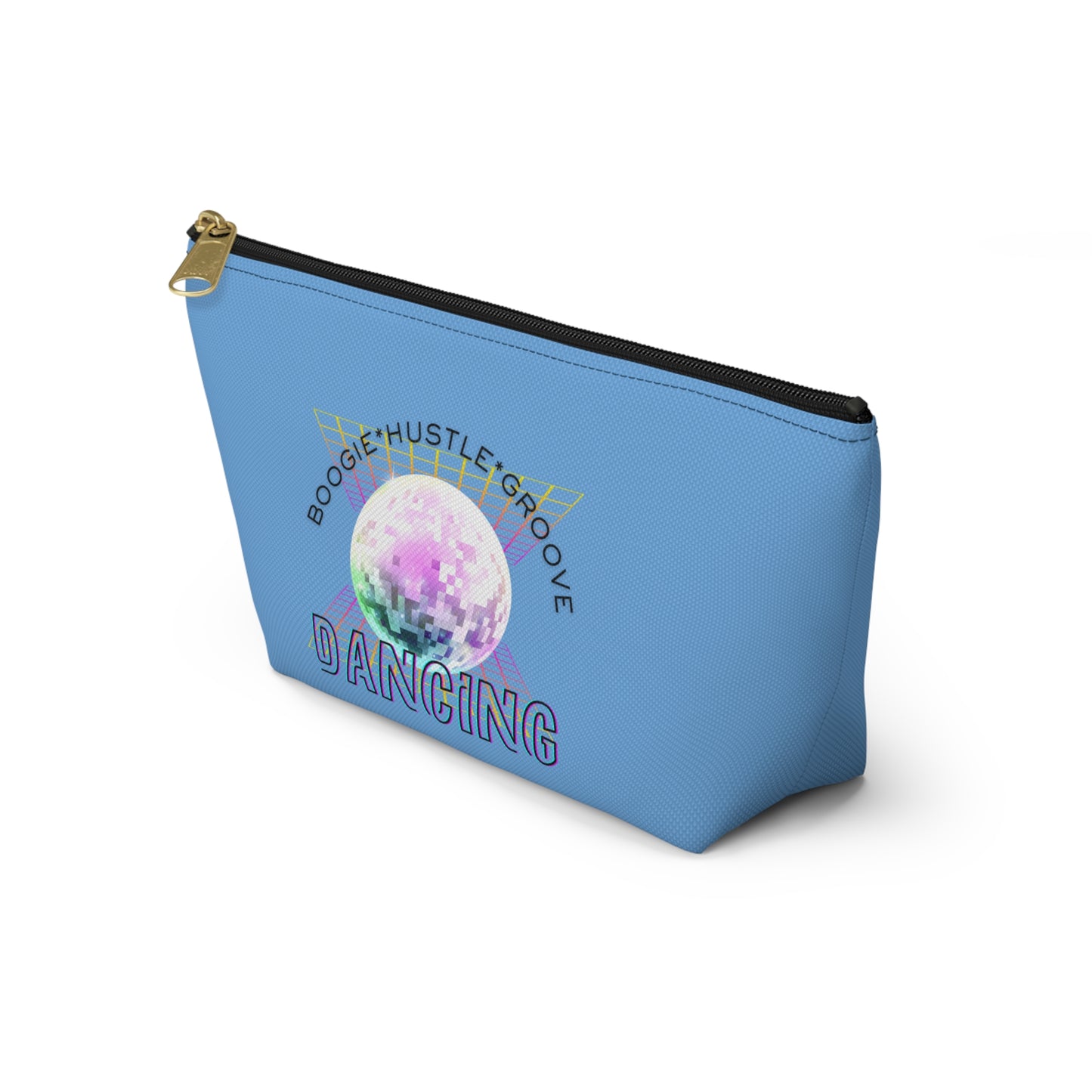 "Boogie, Hustle, Groove - Dancing" Retro Dance-Inspired Makeup Bag | Funky Bold Accessory Pouch for Dancers