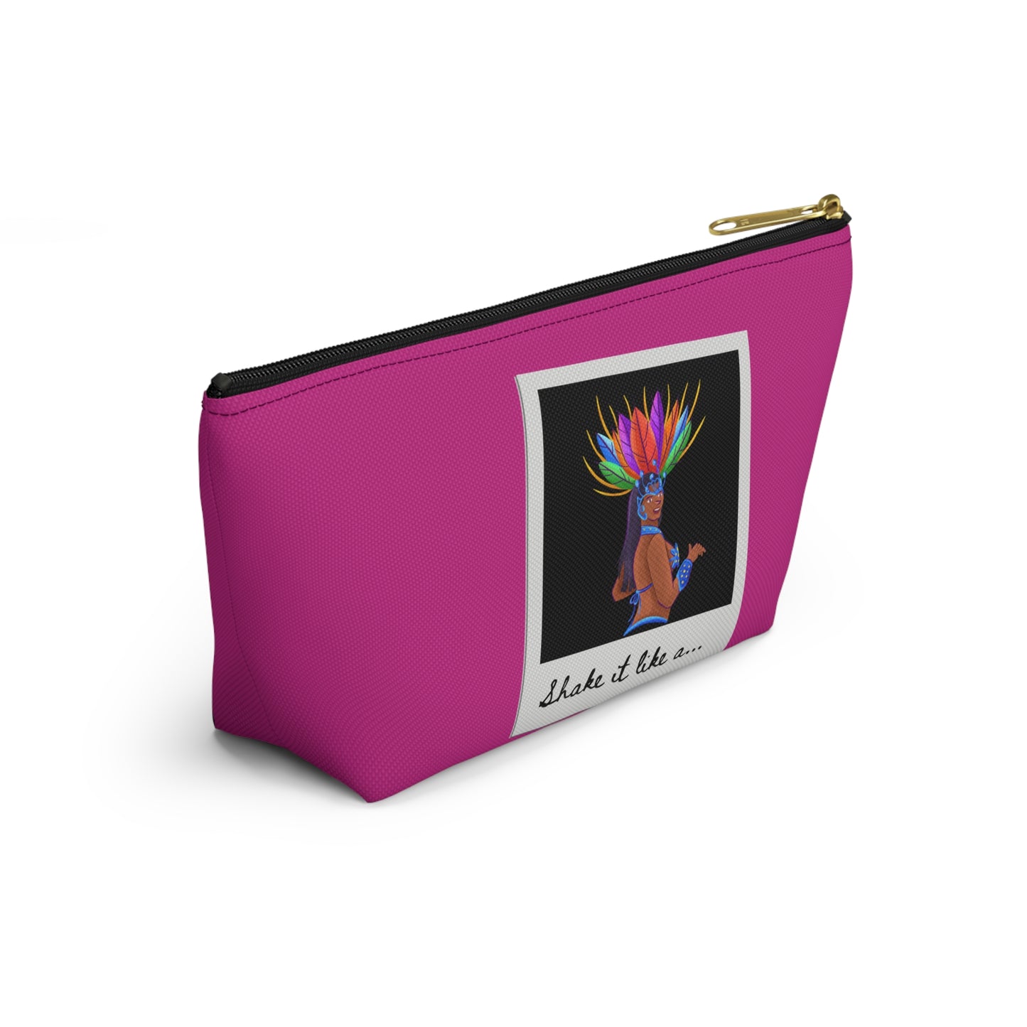 "Shake It Like a..." Makeup Bag – Carnival-Inspired Samba Dancer Graphic – Fun Dance-Themed Zipper Pouch for Cosmetics, Travel & Accessories