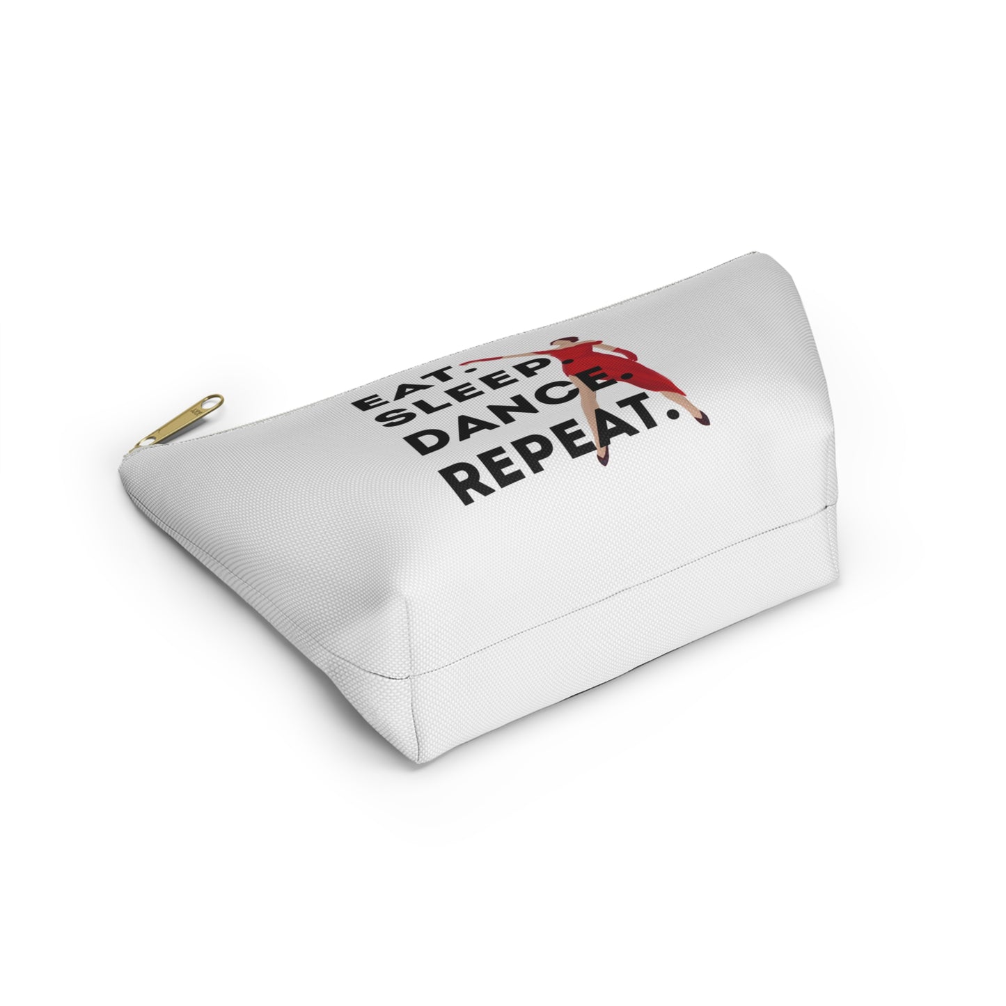 “Eat Sleep Dance Repeat” Makeup Bag – Bold Dancer Graphic – Dance-Themed Zipper Pouch for Cosmetics, Accessories & Travel Essentials