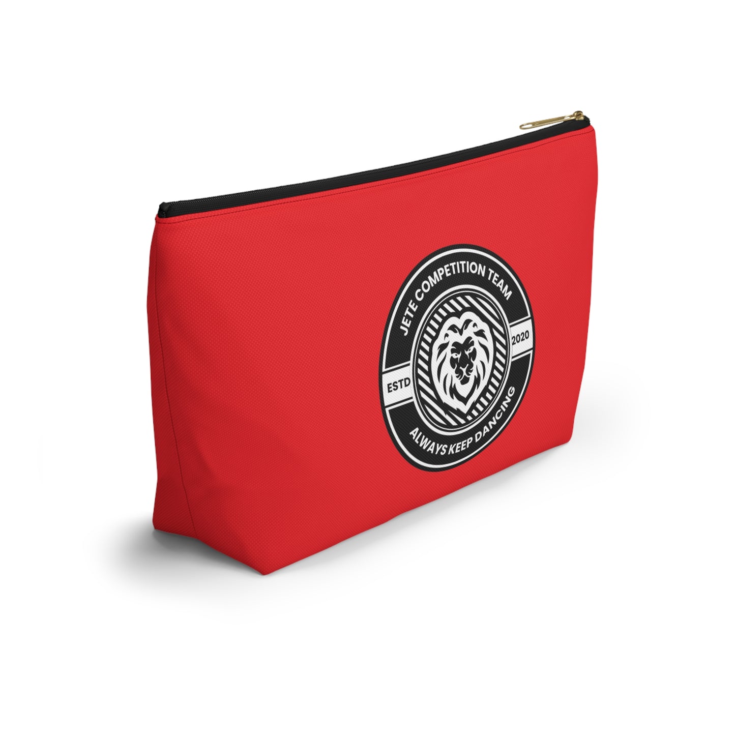 "Jeté Competition Team Always Keep Dancing" Makeup Bag – Collegiate-Inspired Dance Graphic – Team Dance Zipper Pouch for Cosmetics, Accessories & Recital Gifts