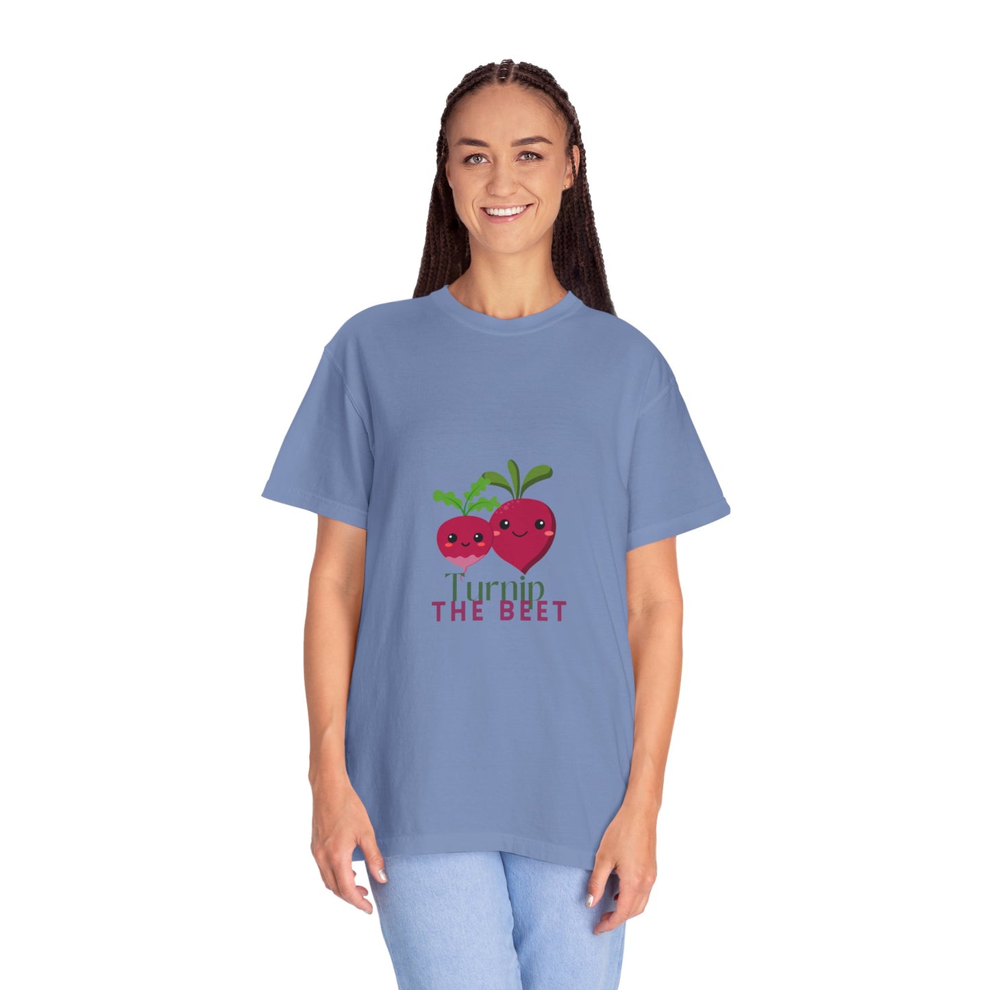 "Turnip the Beet" Unisex Garment-Dyed T-Shirt – Cute Veggie Dance Pun Graphic Tee – Funny Foodie Shirt for Dancers & Music Lovers