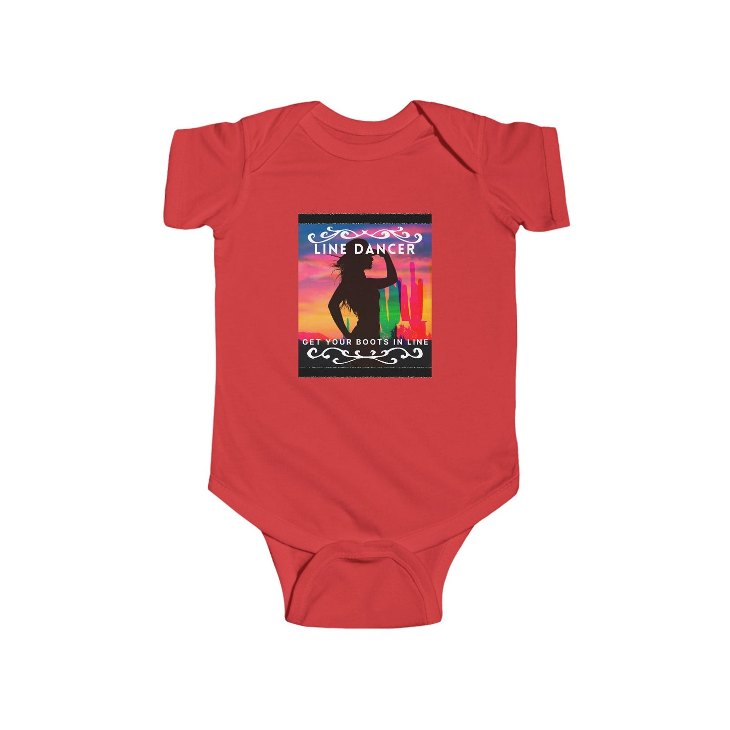 "Line Dancer, Get Your Boots in Line" Western-Inspired Graphic – Infant Fine Jersey Bodysuit