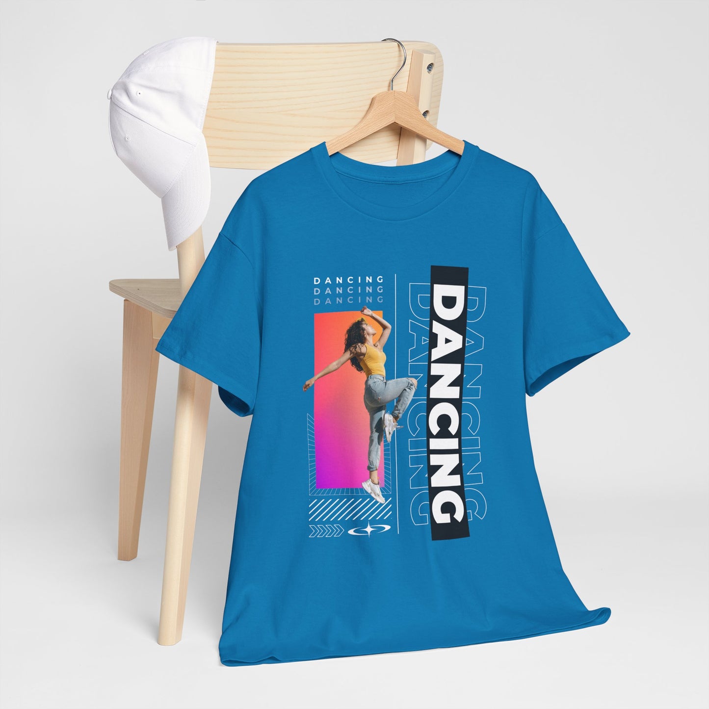 “Dancing” Streetwear-Inspired Female Dancer Unisex Heavy Cotton Tee – Urban Dance Graphic T-Shirt for Performers and Dance Lovers