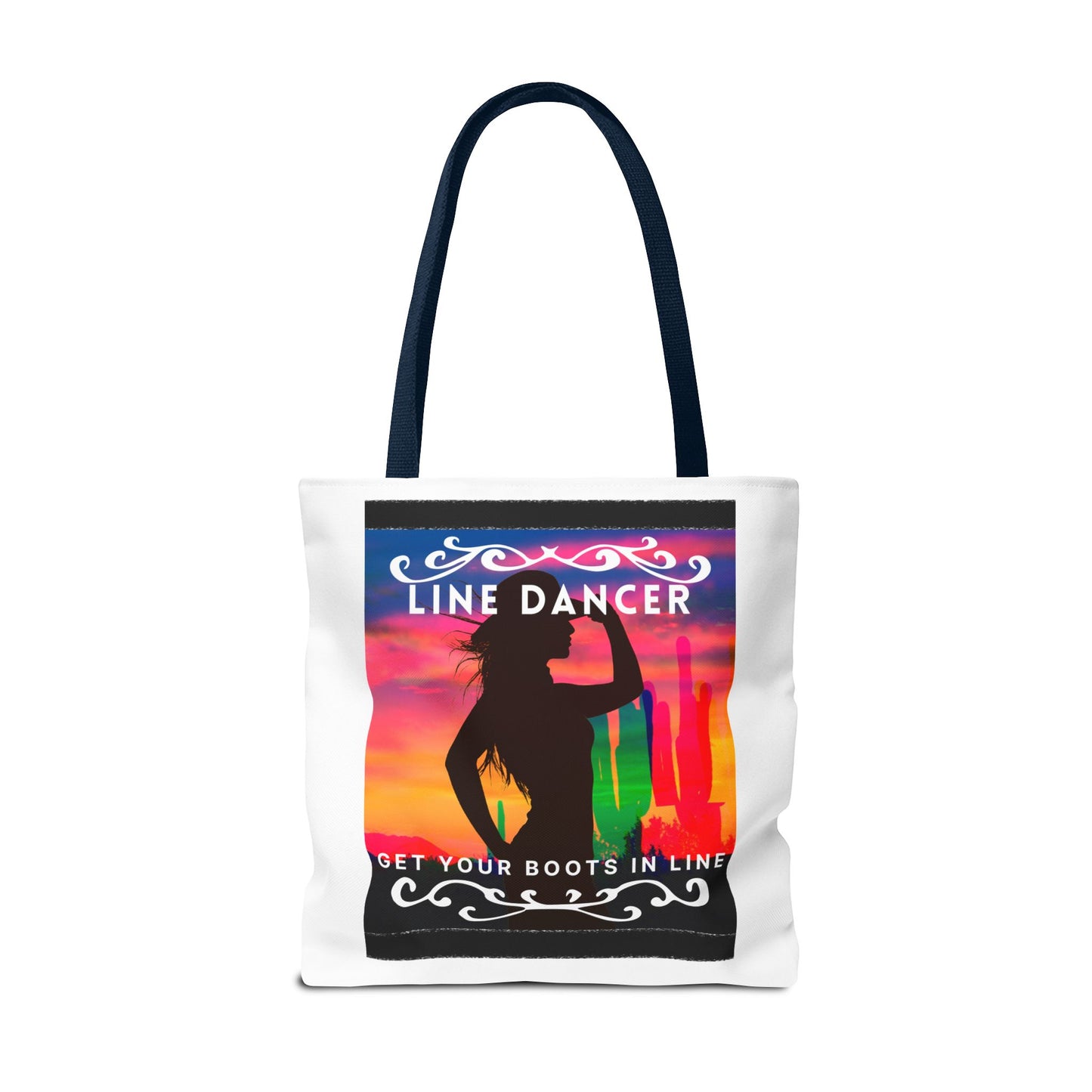 "Line Dancer, Boots on the Ground” Canvas Tote Bag – Cowgirl Graphic | Western Dance Bag for Country Lovers & Line Dancing Fans