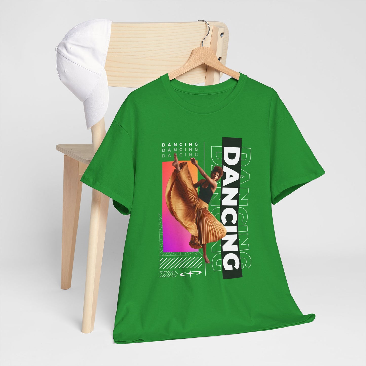 “Dancing” Streetwear-Inspired Female Dancer Unisex Heavy Cotton Tee – Urban Dance Graphic T-Shirt for Performers and Dance Lovers