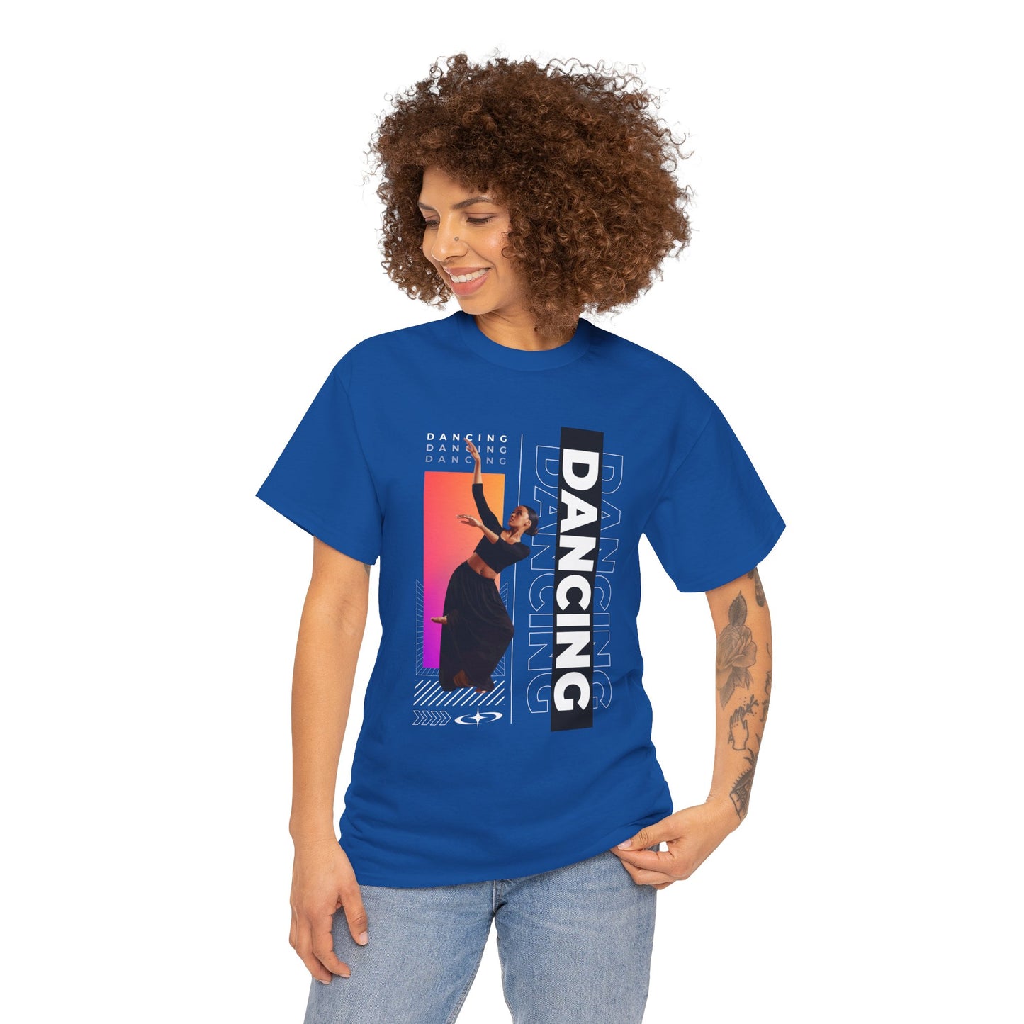“Dancing” Streetwear-Inspired Female Dancer Unisex Heavy Cotton Tee – Urban Dance Graphic T-Shirt for Performers and Dance Lovers