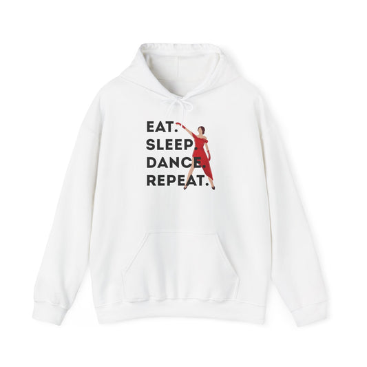 "Eat Sleep Dance Repeat" Unisex Dance Hoodie – Bold Graphic Sweatshirt for Dancers