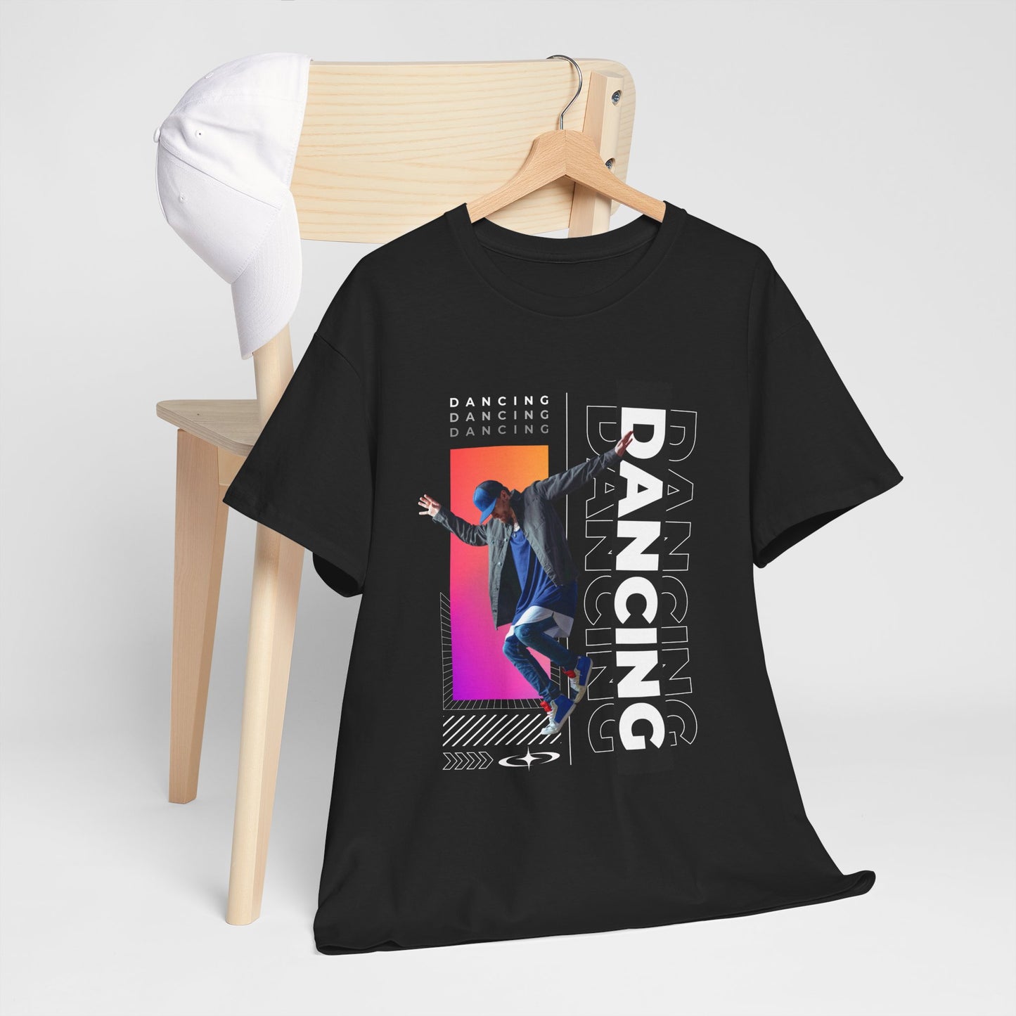 “Dancing” Streetwear-Inspired Male Dancer Unisex Heavy Cotton Tee – Urban Dance Graphic T-Shirt for Performers and Dance Lovers