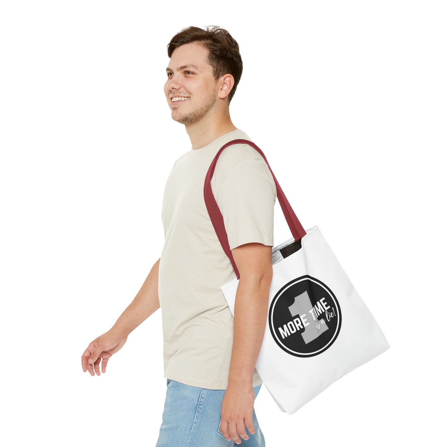 "One More Time is a Lie" Dance Tote Bag – Bold Emblem Graphic Canvas Bag for Dancers, Rehearsals & Everyday Use