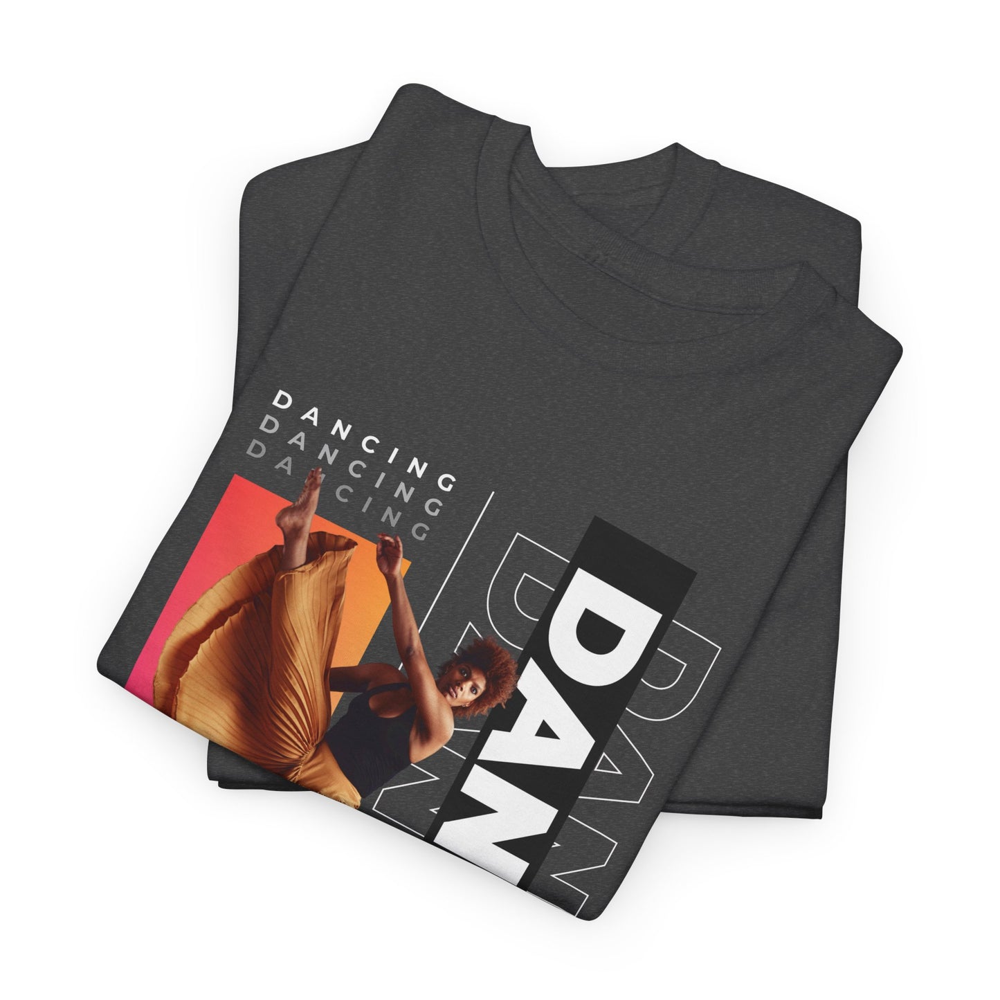 “Dancing” Streetwear-Inspired Female Dancer Unisex Heavy Cotton Tee – Urban Dance Graphic T-Shirt for Performers and Dance Lovers