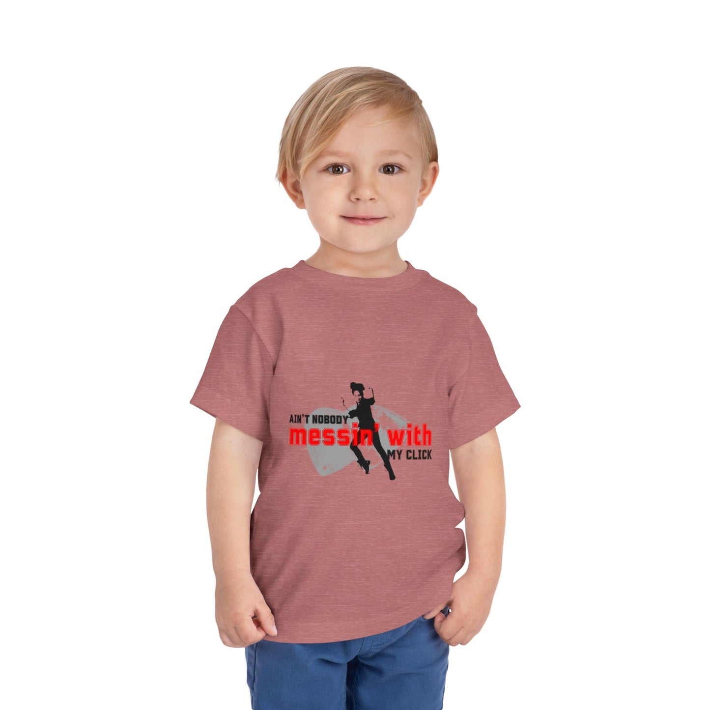 “Ain’t Nobody Messin’ With My Click” Toddler Short Sleeve T-Shirt – Tap Dance Graphic Tee with Tap Dancer Design for Kids