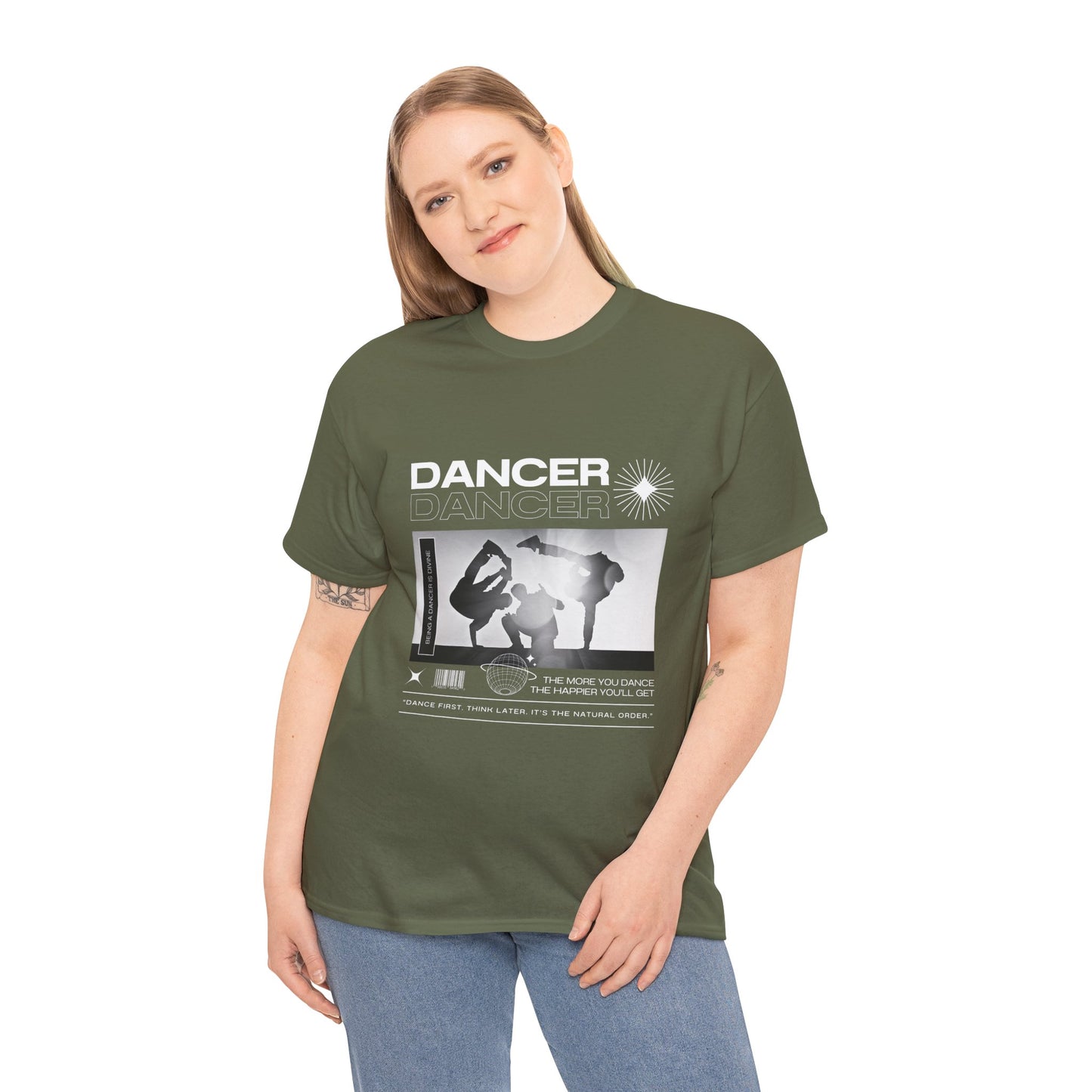 “Dancer” Graphic with Breakdancer Streetwear-Inspired Design | Hip-Hop Dance T-Shirt for Men & Women | Unisex Heavy Cotton Tee
