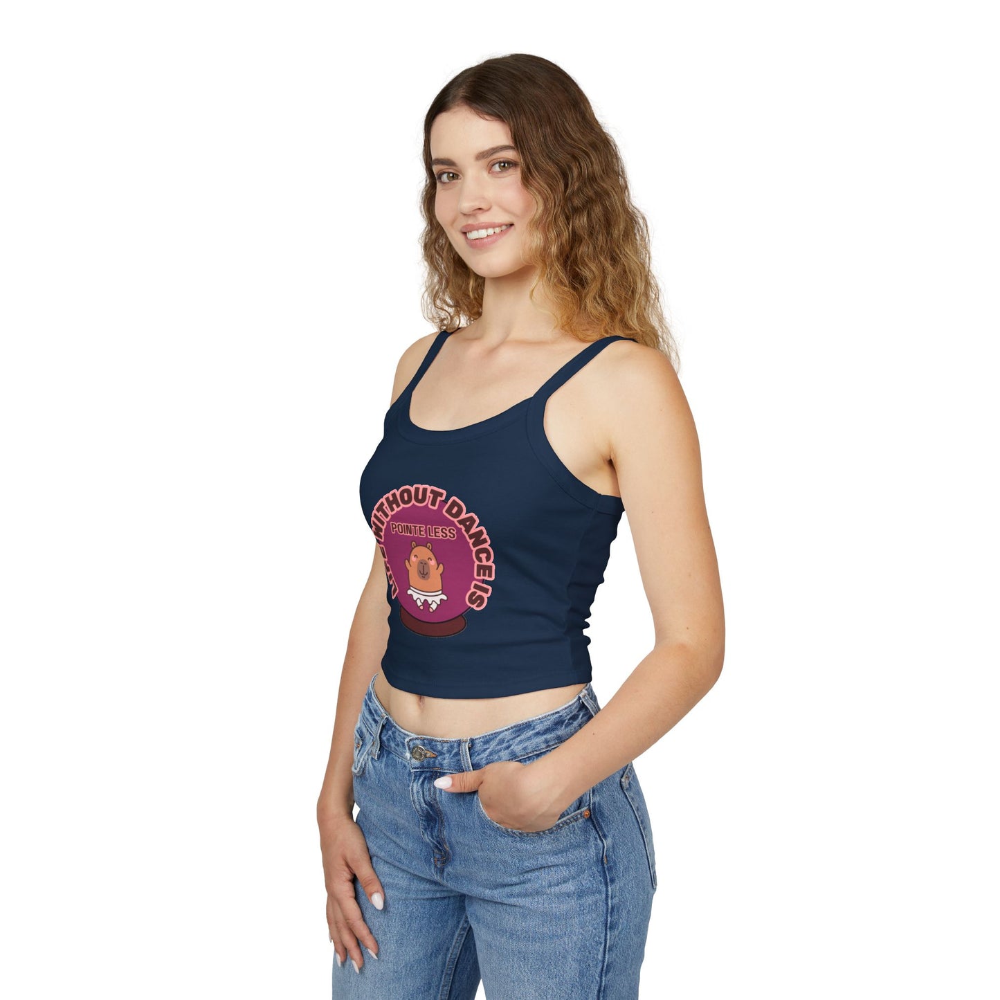 "Life Without Dance is Pointeless" Capybara Tank – Women's Spaghetti Strap Dance Top with Cute Animal Graphic