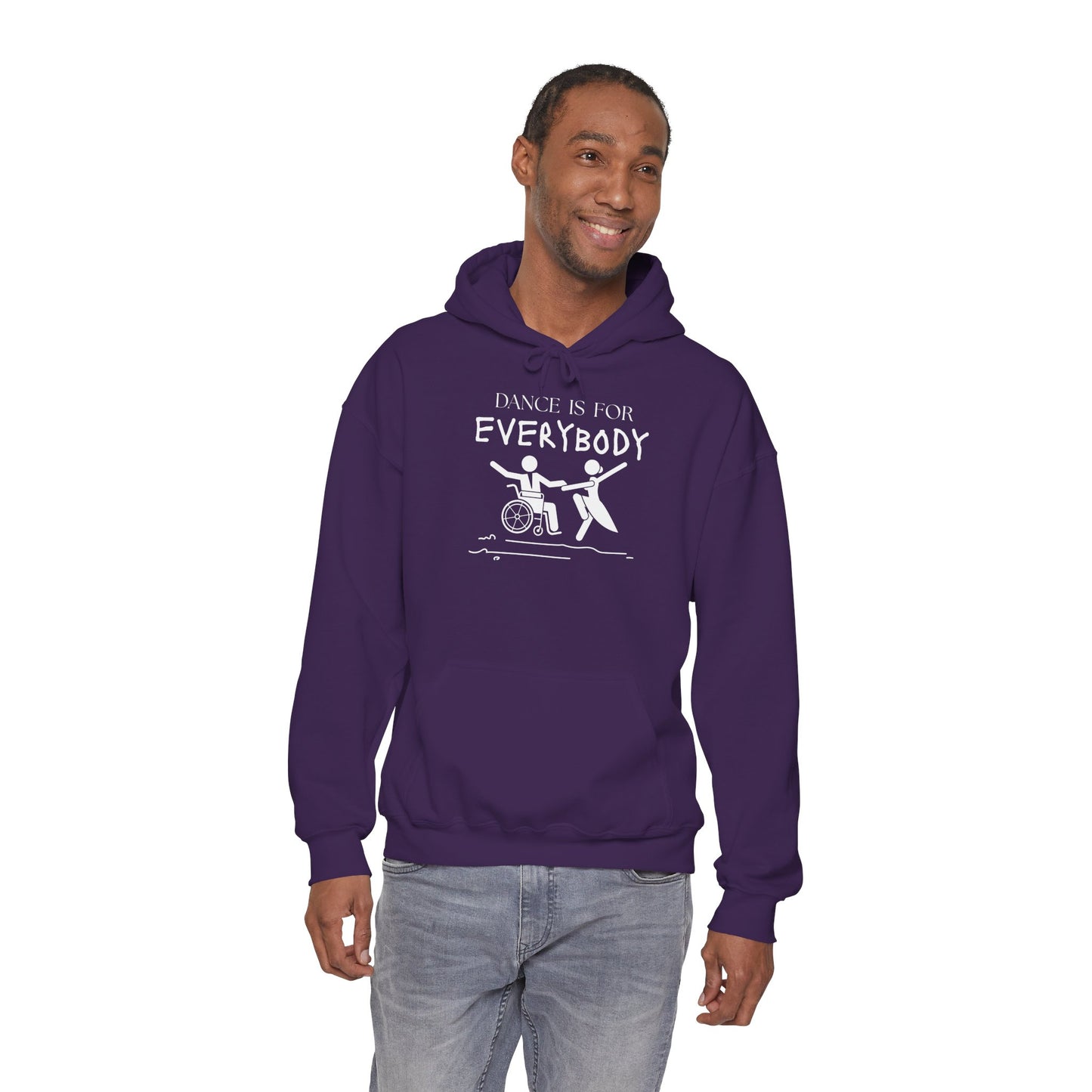 "Dance Is for Everybody" Unisex Hoodie – Inclusive Dance-Themed Hoodie for Teens and Adults with Personalization Option on Sleeve