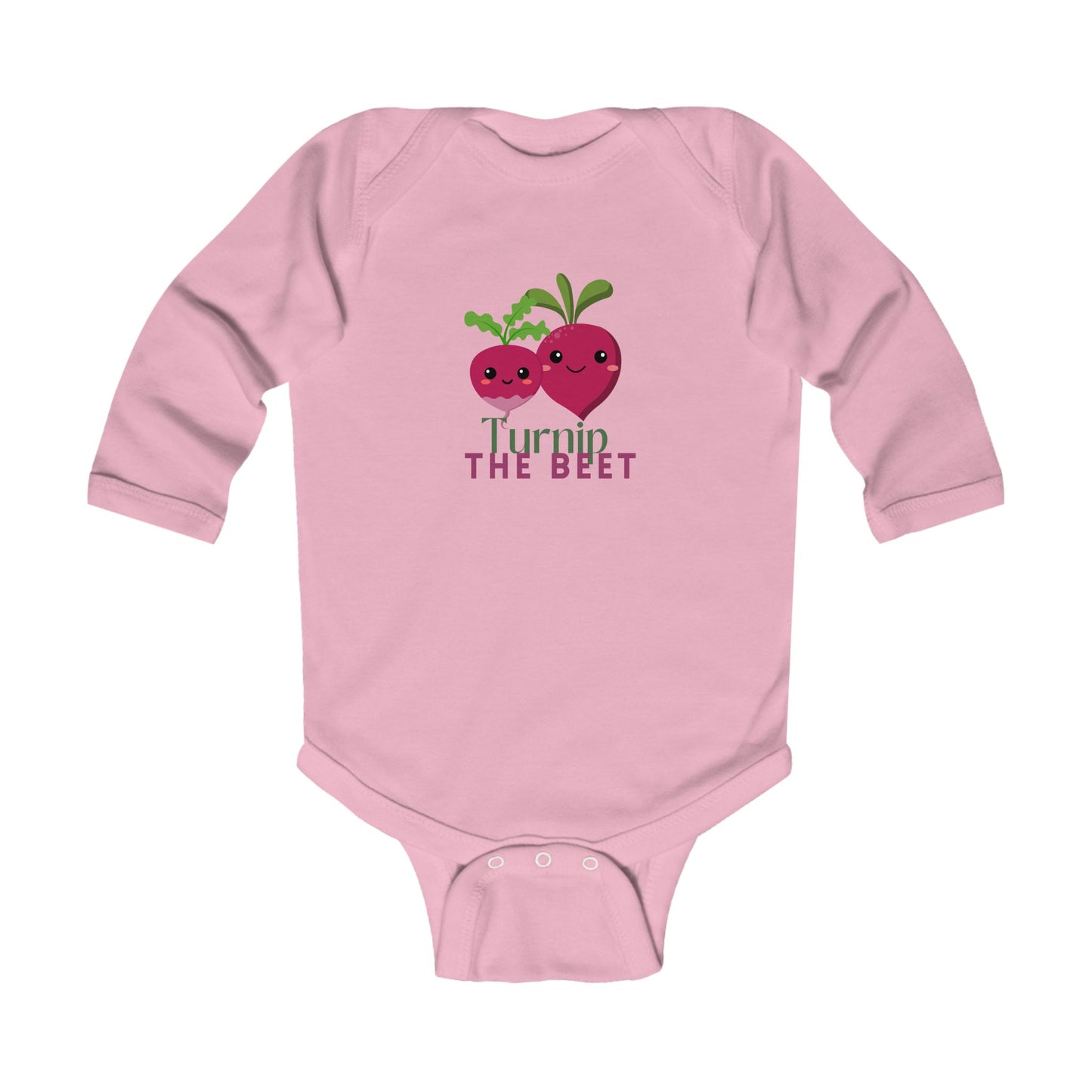 "Turnip the Beet" Infant Long Sleeve Bodysuit – Cute Veggie Dance Pun Graphic Baby Outfit for Jeté Dance Fans