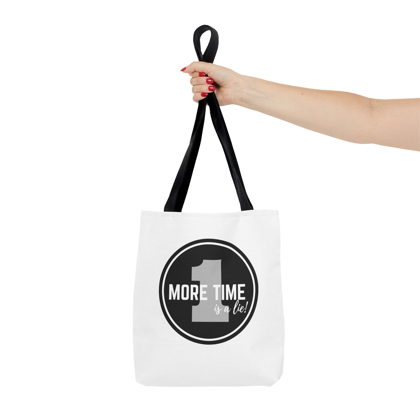 "One More Time is a Lie" Dance Tote Bag – Bold Emblem Graphic Canvas Bag for Dancers, Rehearsals & Everyday Use