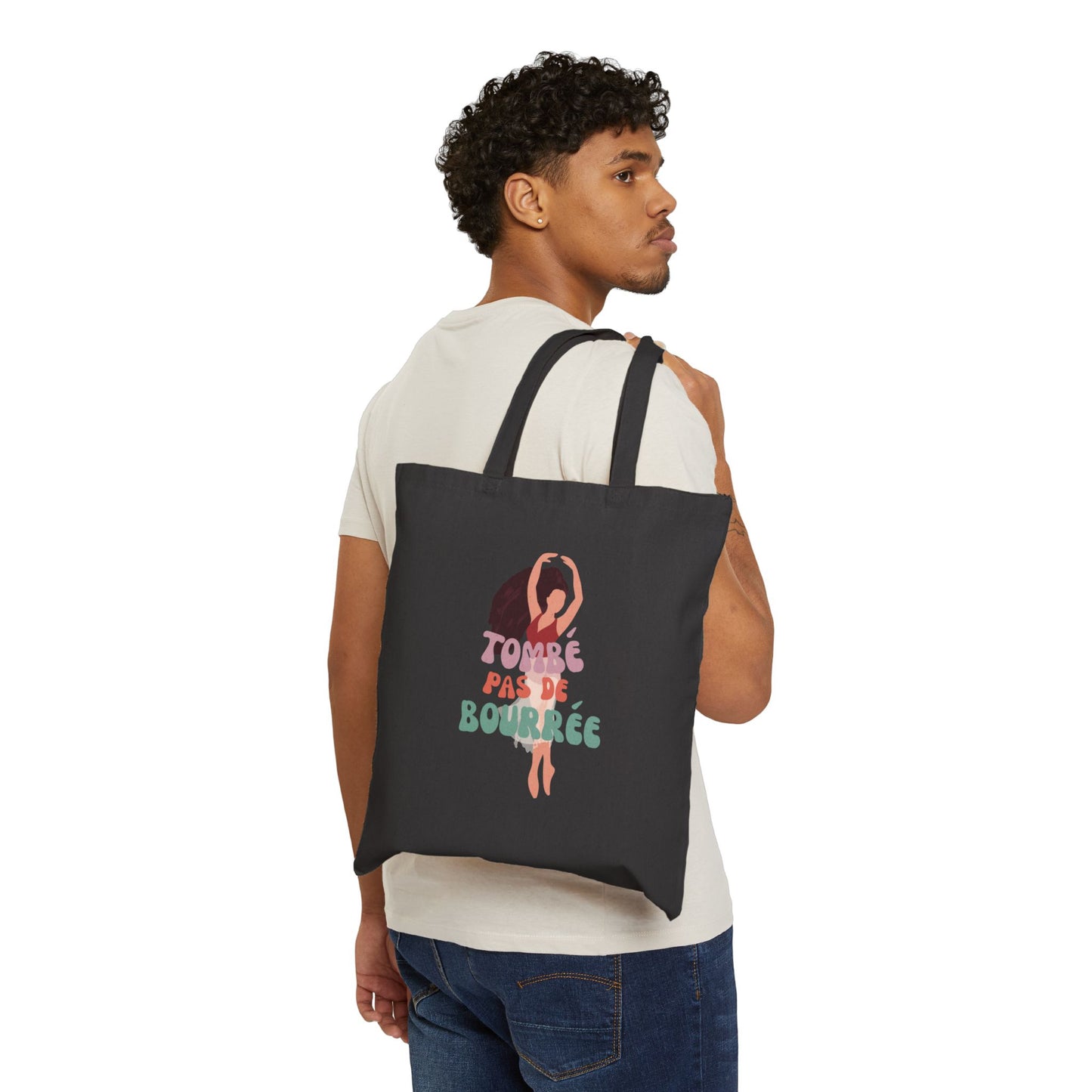 "Tombé Pas de Bourrée" Canvas Tote Bag – Ballet Dancer Graphic Dance Tote for Ballet Lovers & Dance Enthusiasts | Dance-Themed Reusable Bag