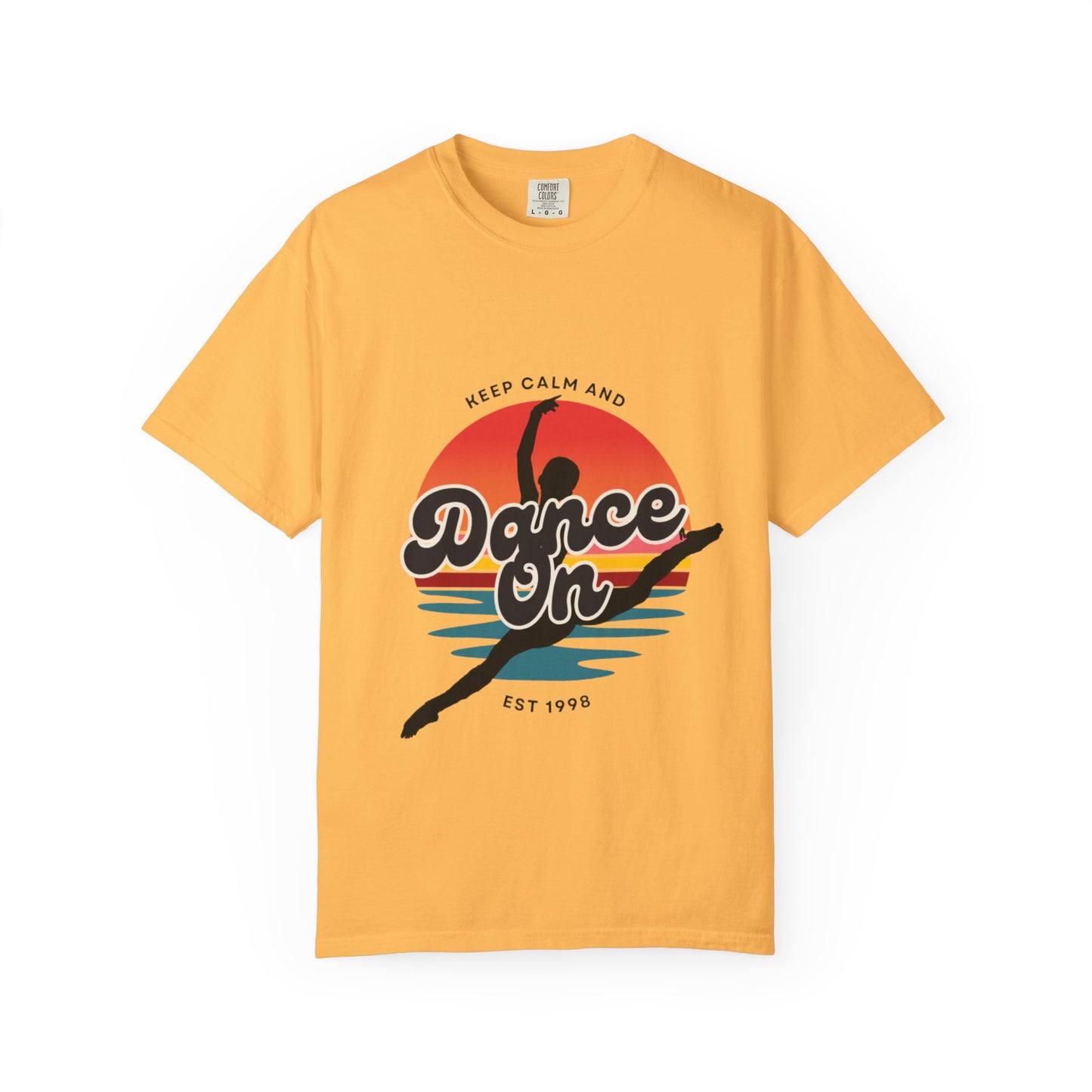 "Keep Calm and Dance On" Unisex Garment-Dyed T-Shirt – Retro Dance Graphic Tee – Vintage-Inspired Comfort Shirt for Dancers