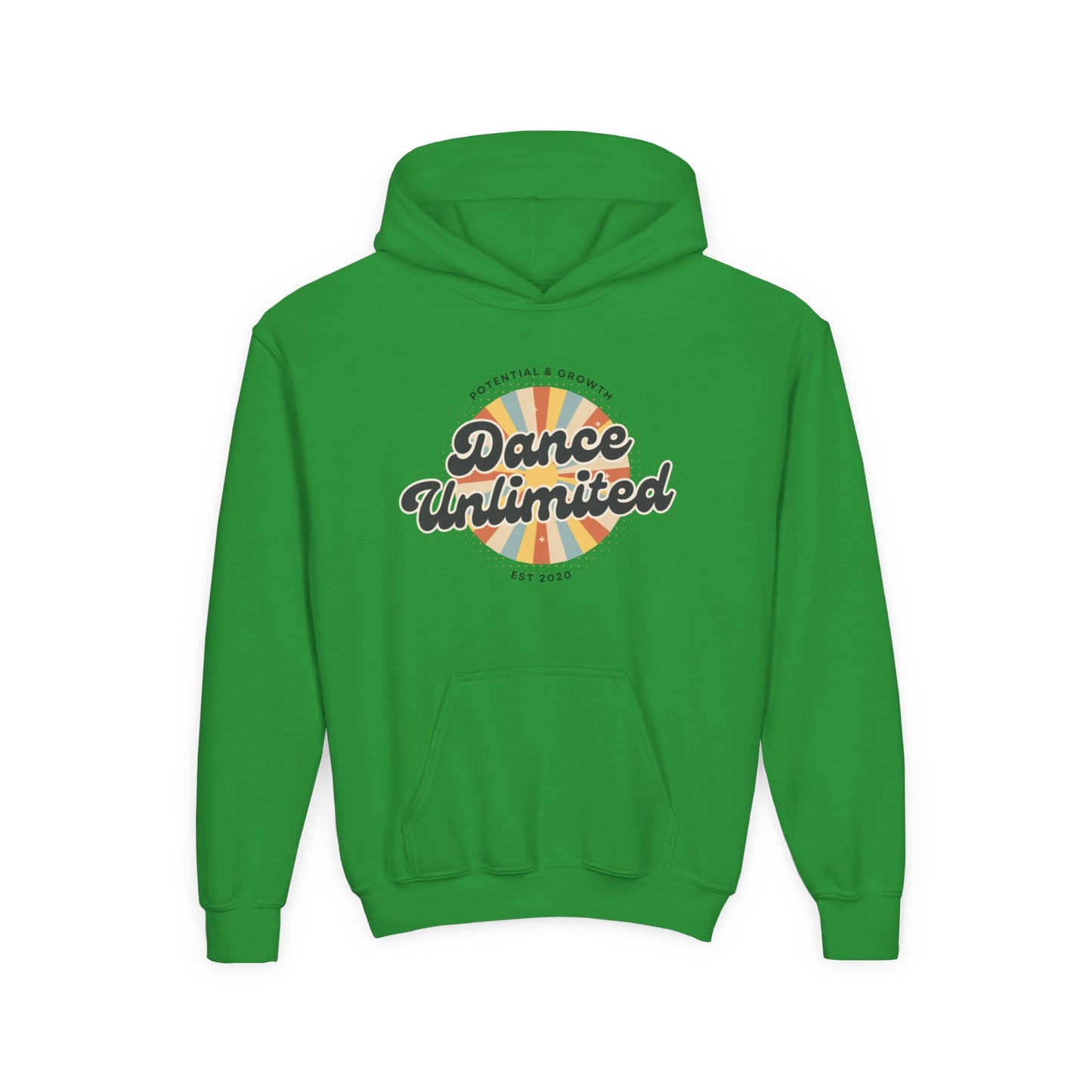 "Dance Unlimited - Potential & Growth" Youth Hooded Sweatshirt – Retro Dance Graphic Hoodie for Kids and Teens