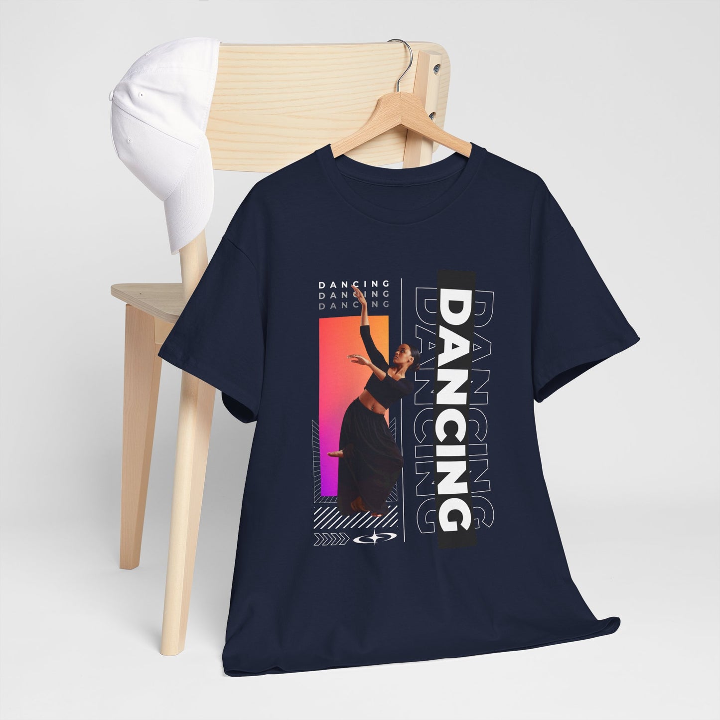“Dancing” Streetwear-Inspired Female Dancer Unisex Heavy Cotton Tee – Urban Dance Graphic T-Shirt for Performers and Dance Lovers