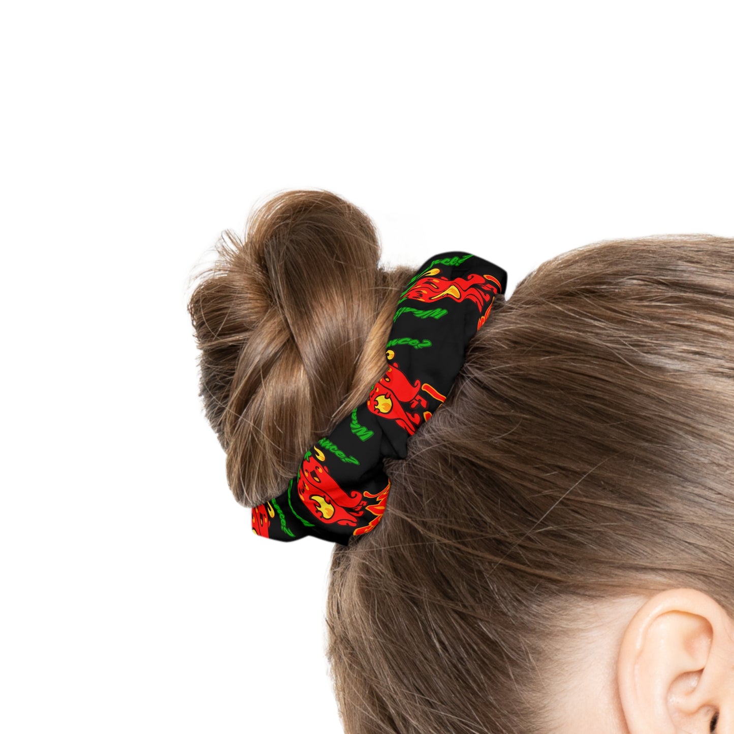“What's a Pepper's Favorite Dance? Salsa!” Scrunchie – Funny Dance Pun Hair Accessory with Cute Pepper Graphic