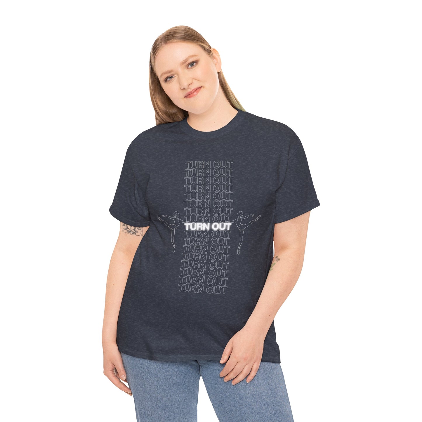 "Turn Out" Ballerina Graphic Unisex Heavy Cotton Tee – Ballet Dance T-Shirt for Dancers & Dance Enthusiasts