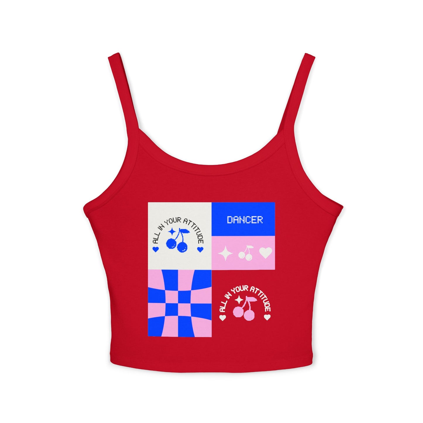 "Dancer – All in Your Attitude" Women’s Spaghetti Strap Tank Top – Retro Dance Graphic | Bold & Stylish Tank for Confident Dancers and Performers