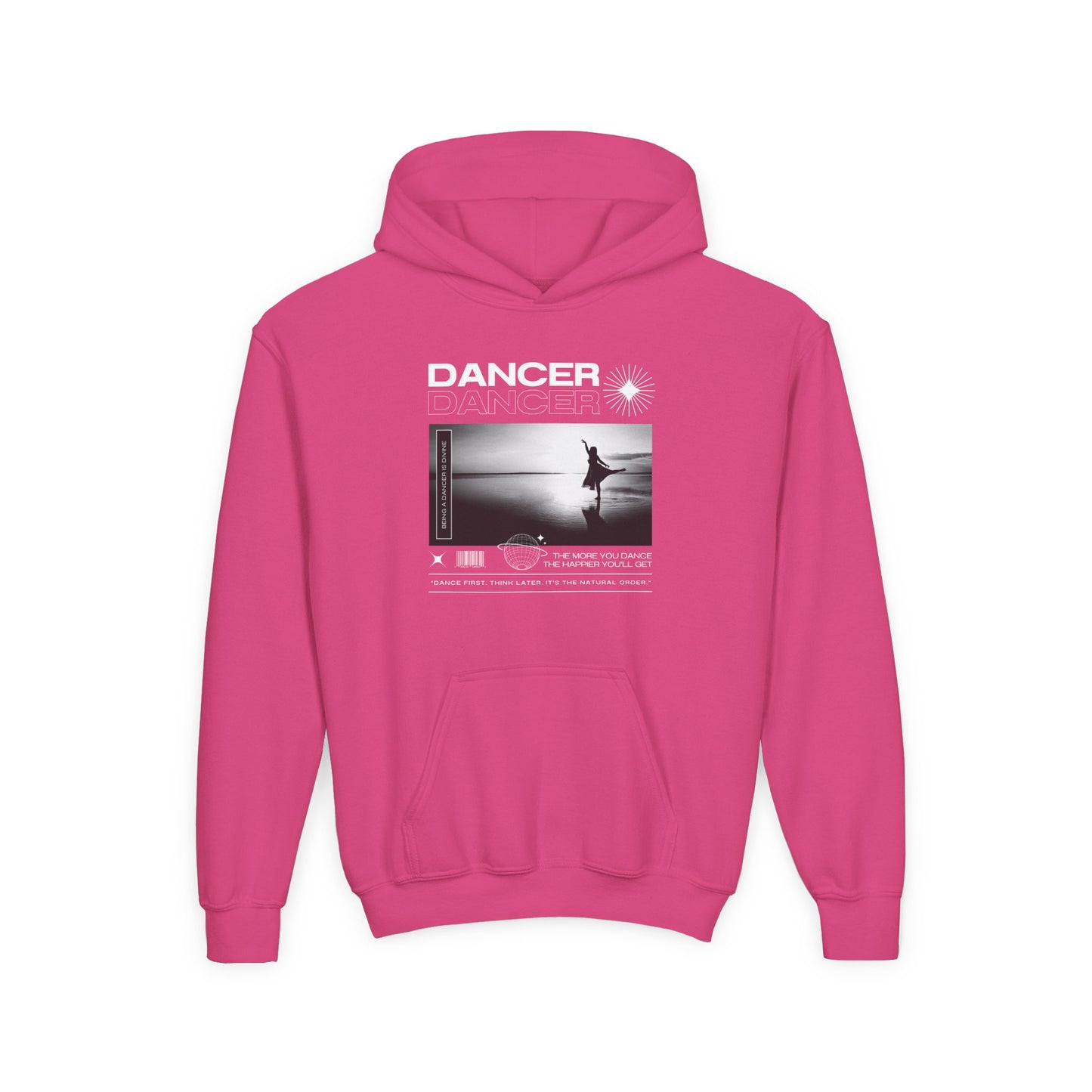 “Dancer” Arabesque on the Beach Graphic | Unisex Youth Hoodie – Streetwear-Inspired Ballet Dance Hoodie for Kids & Young Dancers