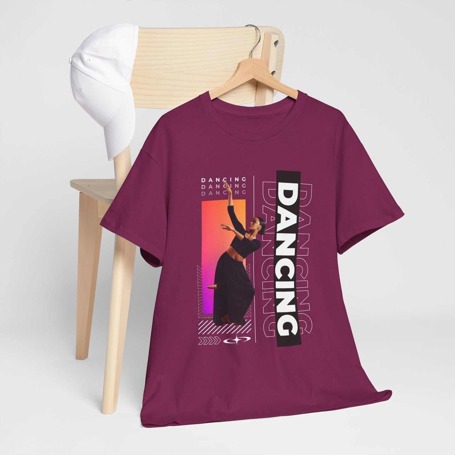 “Dancing” Streetwear-Inspired Female Dancer Unisex Heavy Cotton Tee – Urban Dance Graphic T-Shirt for Performers and Dance Lovers
