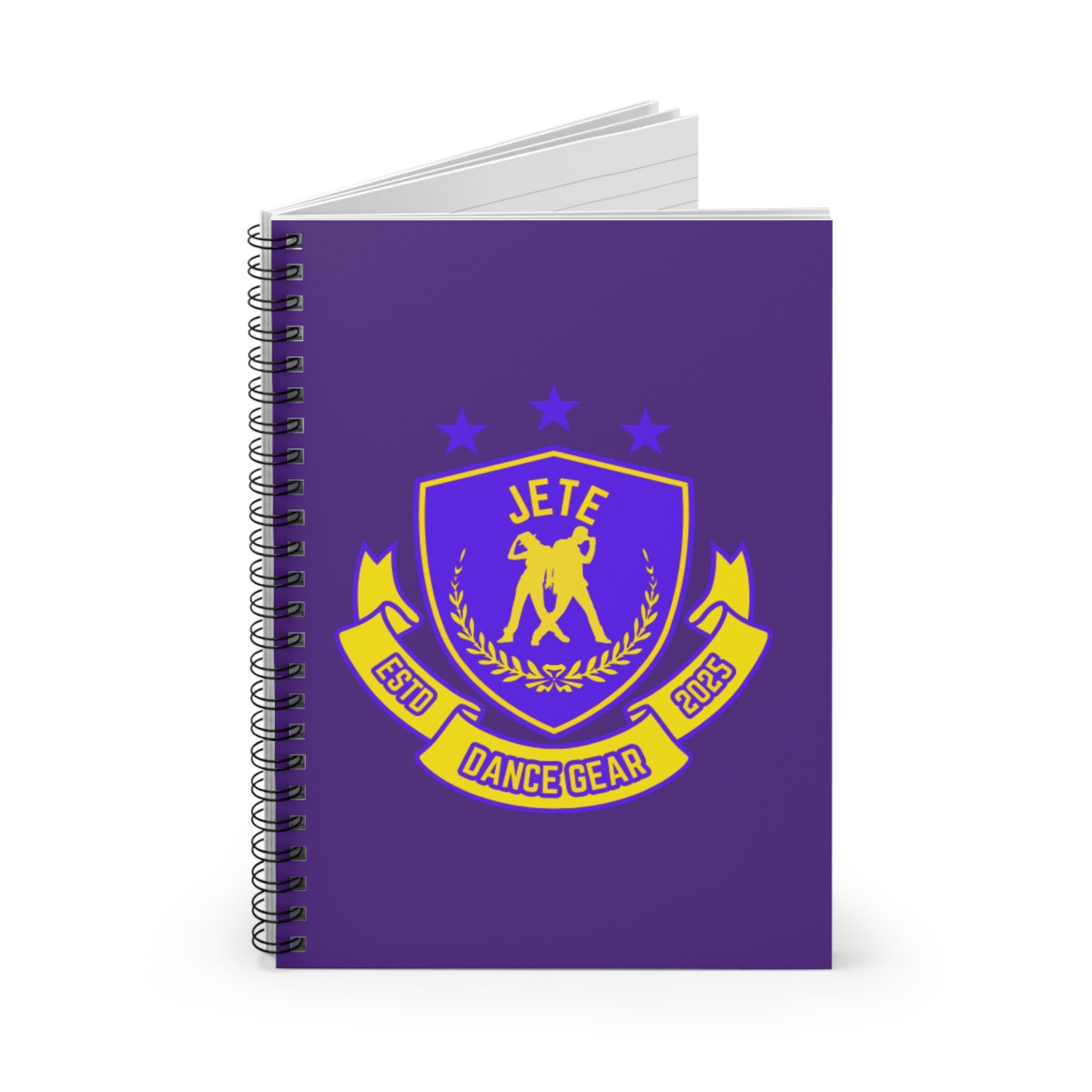 "Jeté Dance Gear" Spiral Notebook – Collegiate-Inspired Dance Journal with Colorful Graphic for Dancers, Students & Choreographers