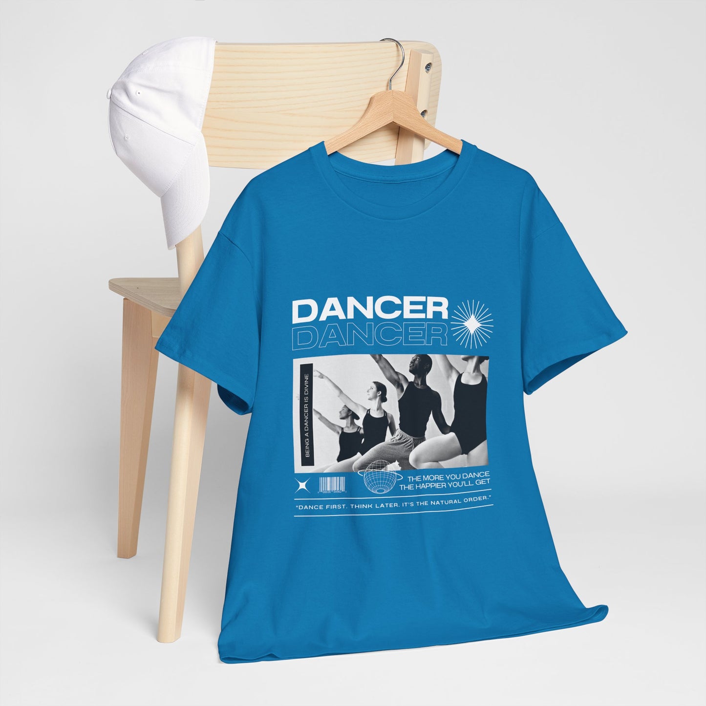 "Dancer" with ballet dancers at the Barre - Unisex Heavy Cotton Tee | Streetwear-Inspired Ballet Training Graphic T-Shirt for Dance Lovers