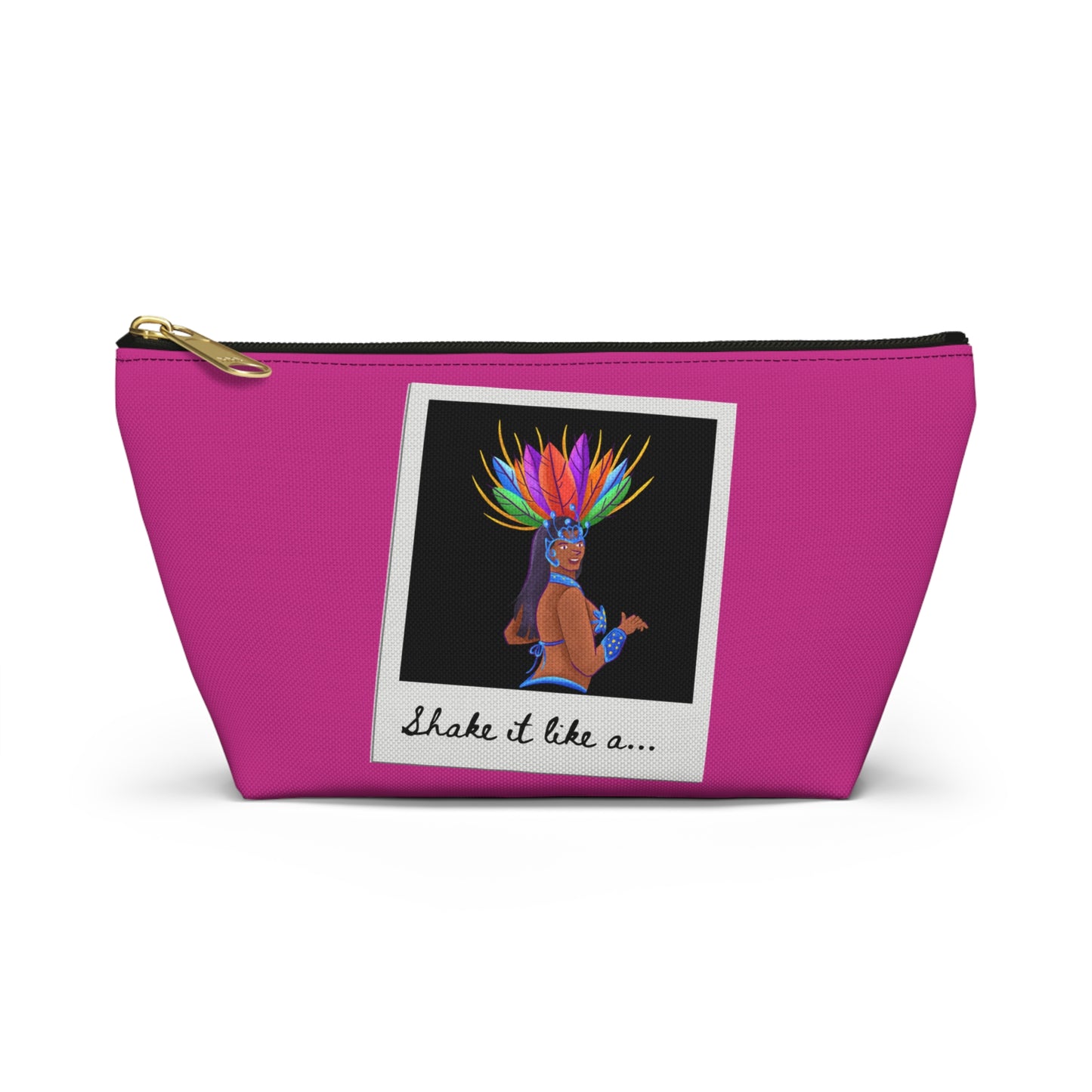 "Shake It Like a..." Makeup Bag – Carnival-Inspired Samba Dancer Graphic – Fun Dance-Themed Zipper Pouch for Cosmetics, Travel & Accessories