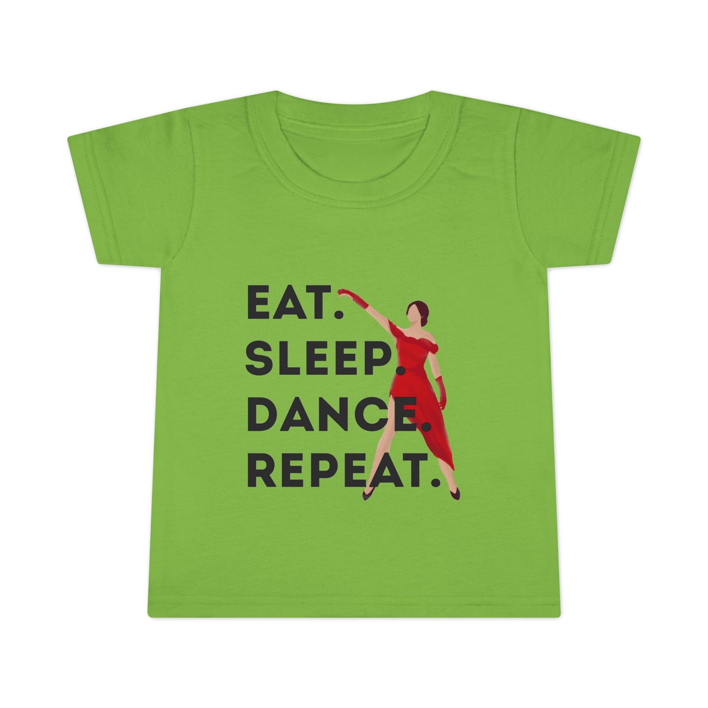 "Eat Sleep Dance Repeat" Toddler T-Shirt – Bold Dancer Graphic Tee for Kids – Short Sleeve Dance Shirt for Toddlers