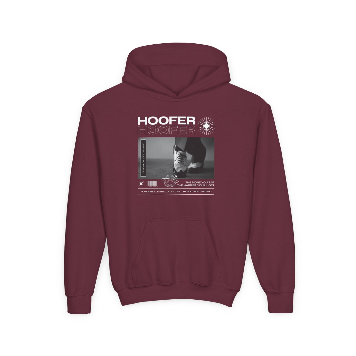 “Hoofer” Tap Shoes Streetwear Graphic | Unisex Youth Hoodie – Tap Dance Hoodie for Kids & Young Dancers
