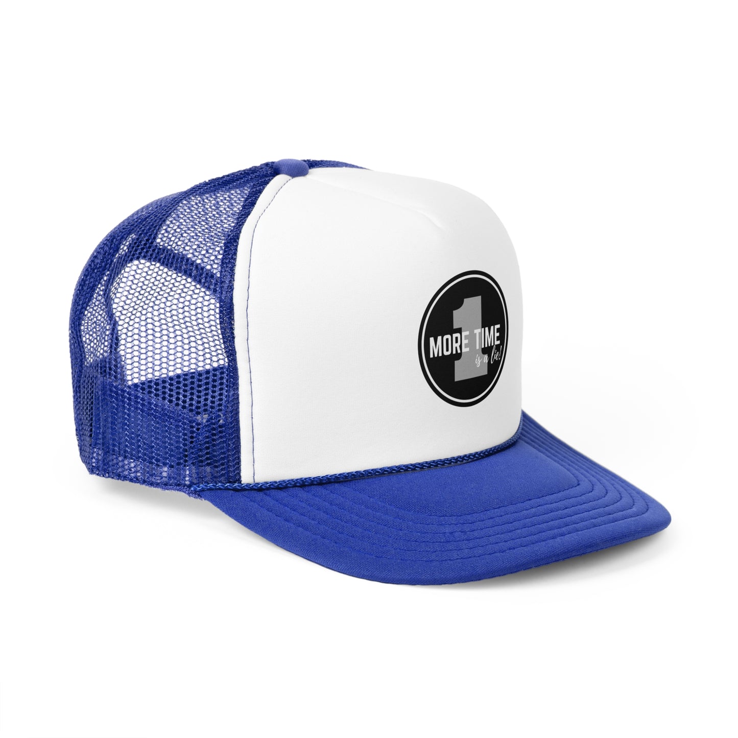 "One More Time is a Lie" Dance Quote Unisex Trucker Hat – Emblem Graphic Cap for Dancers & Dance Moms – Funny Dance Rehearsal Hat