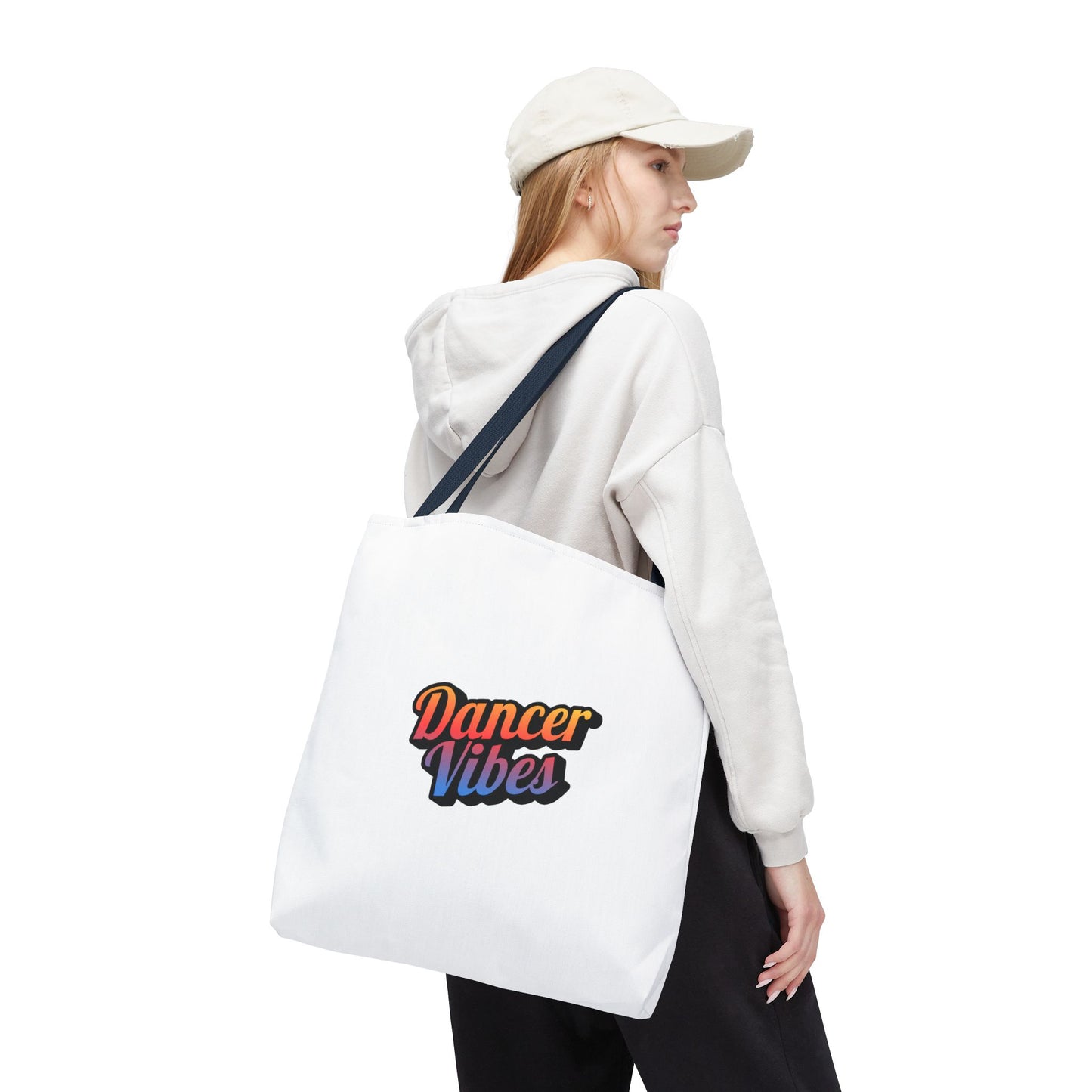 "Dancer Vibes" Canvas Tote Bag – Bold Dance-Themed Text Graphic Bag for Dancers, Students & Everyday Use